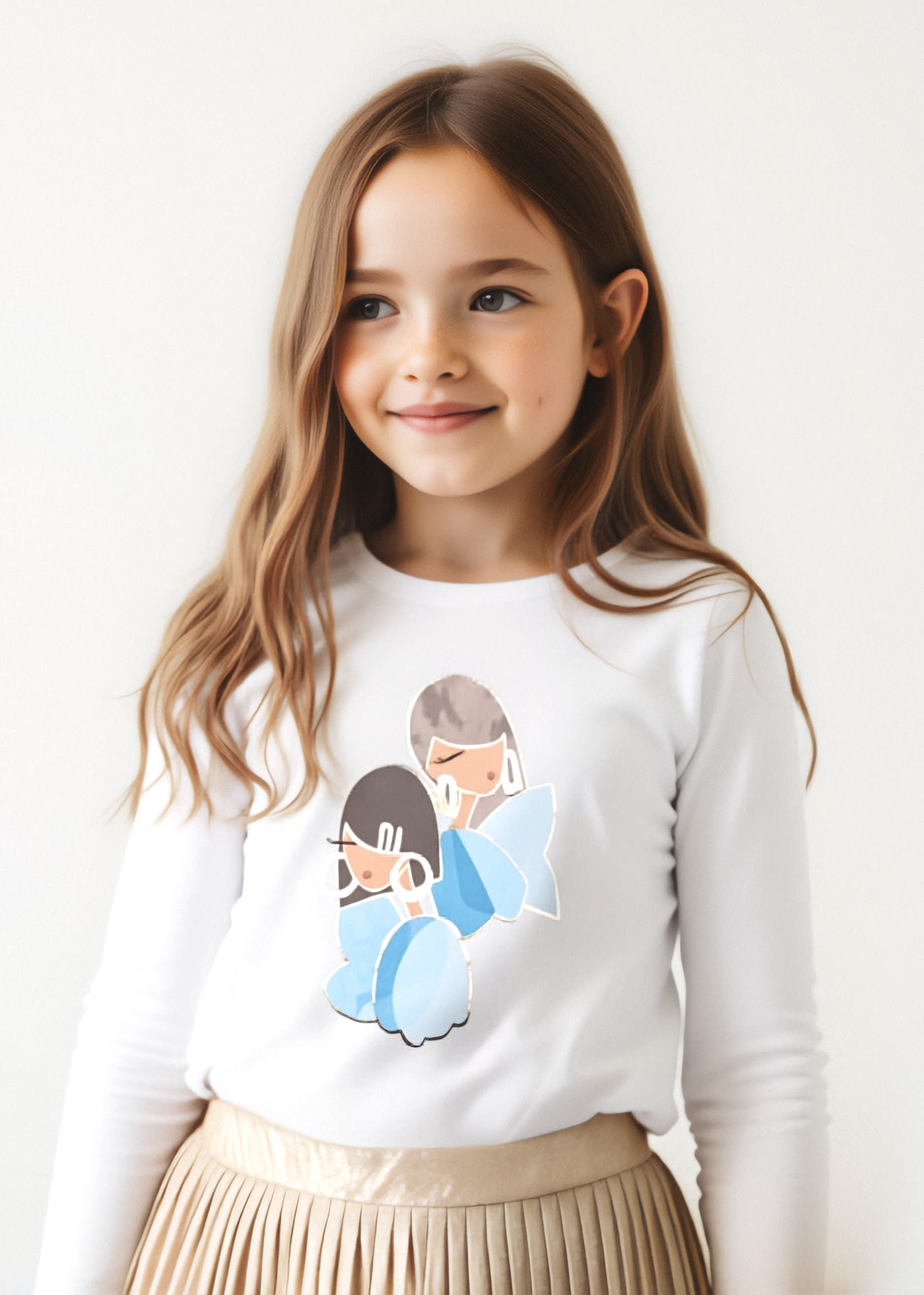 Playera manga larga con scrunchie niña