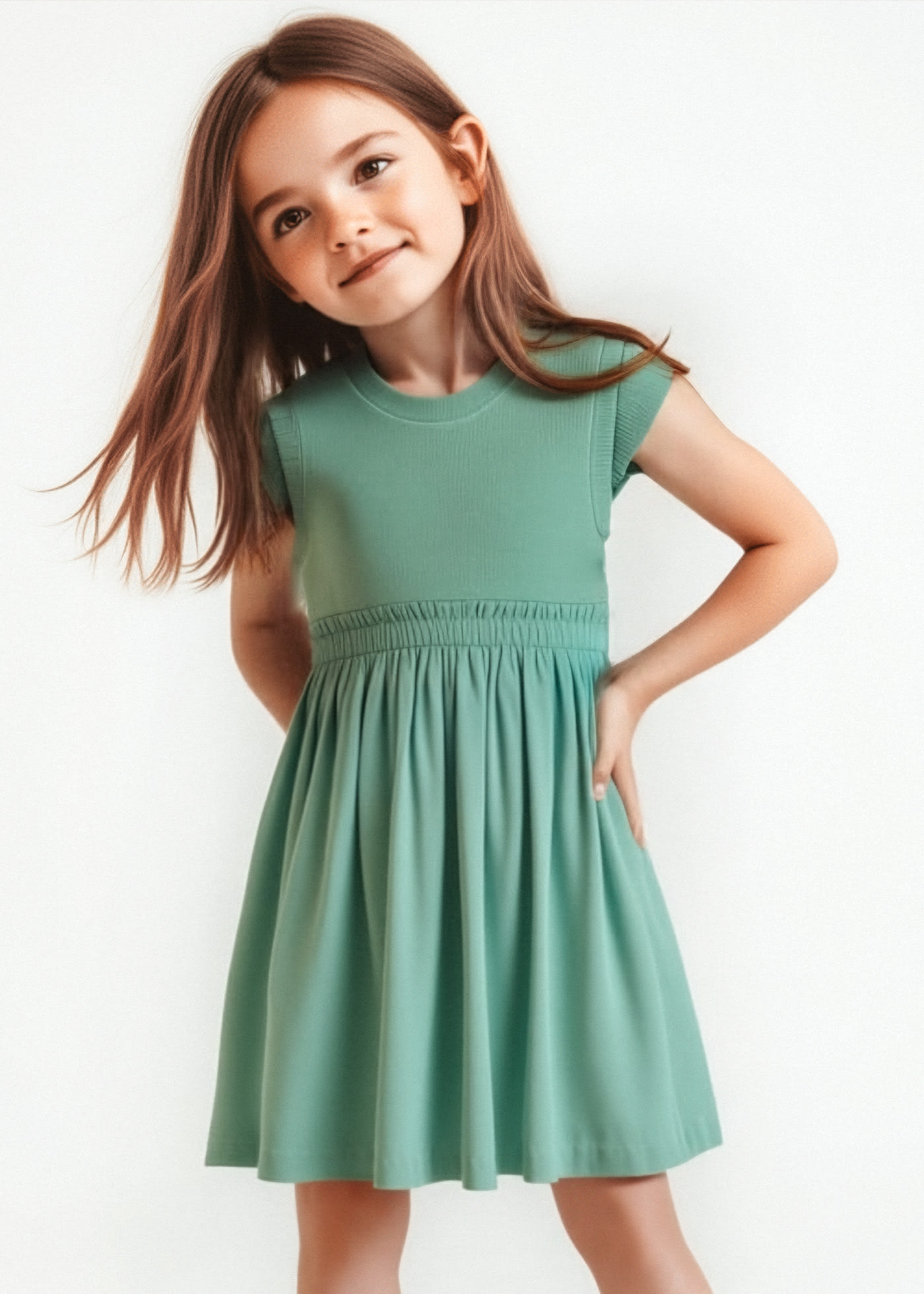 Girl combined ribbed dress