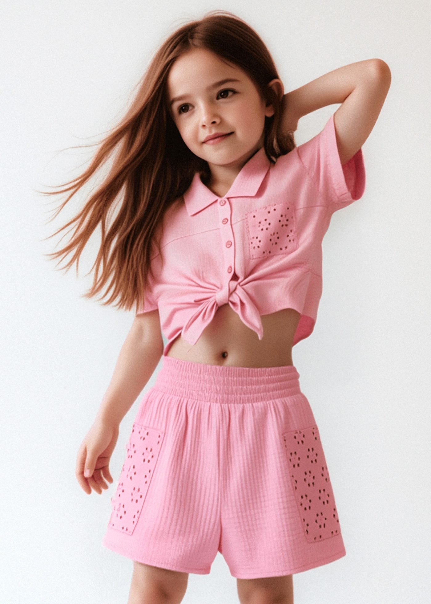 Girl Eyelet Shorts and Blouse Set