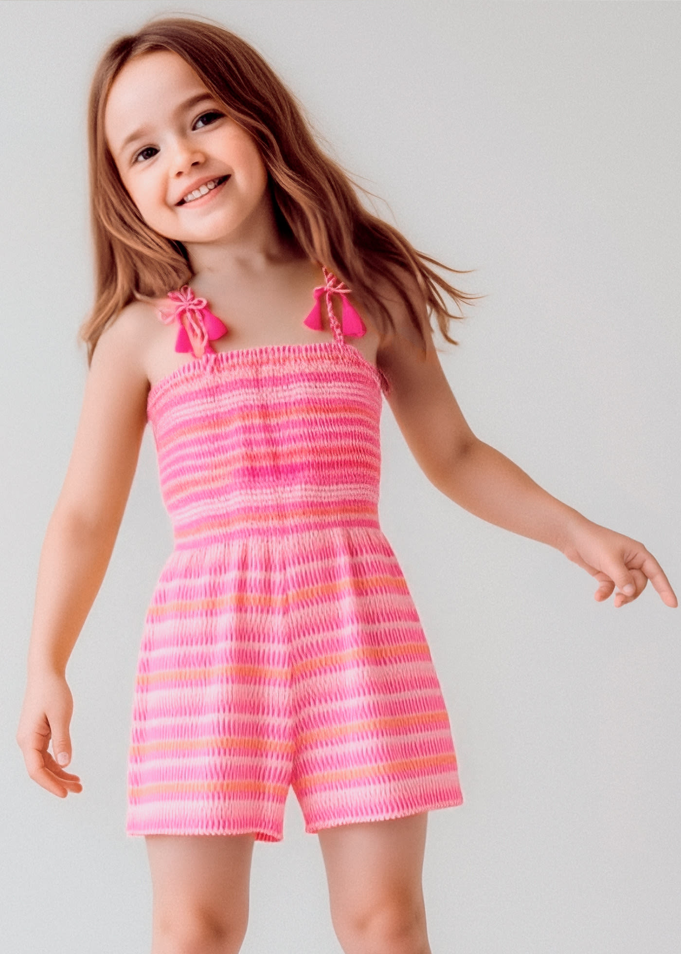 Girl Printed Smocked Romper