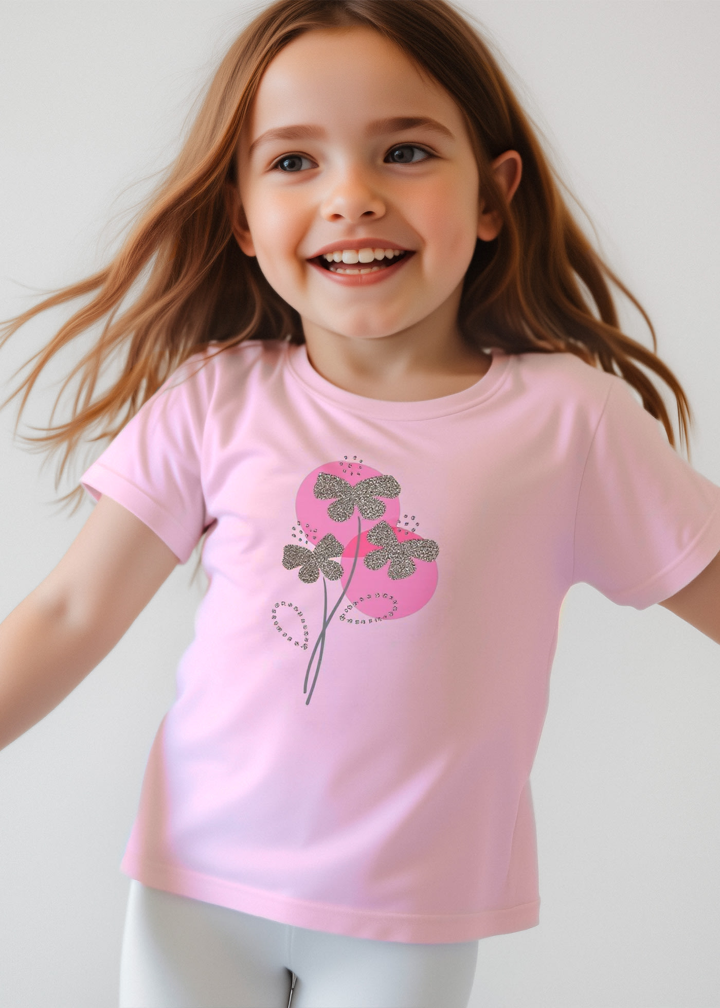 Camiseta básica flores niña