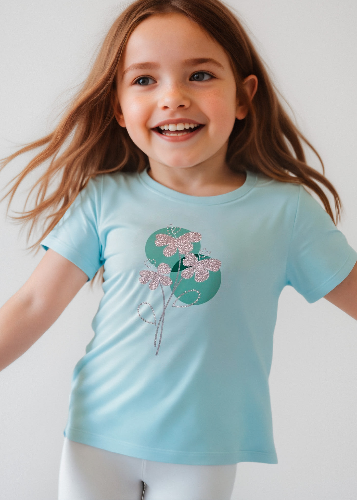 Camiseta básica flores niña