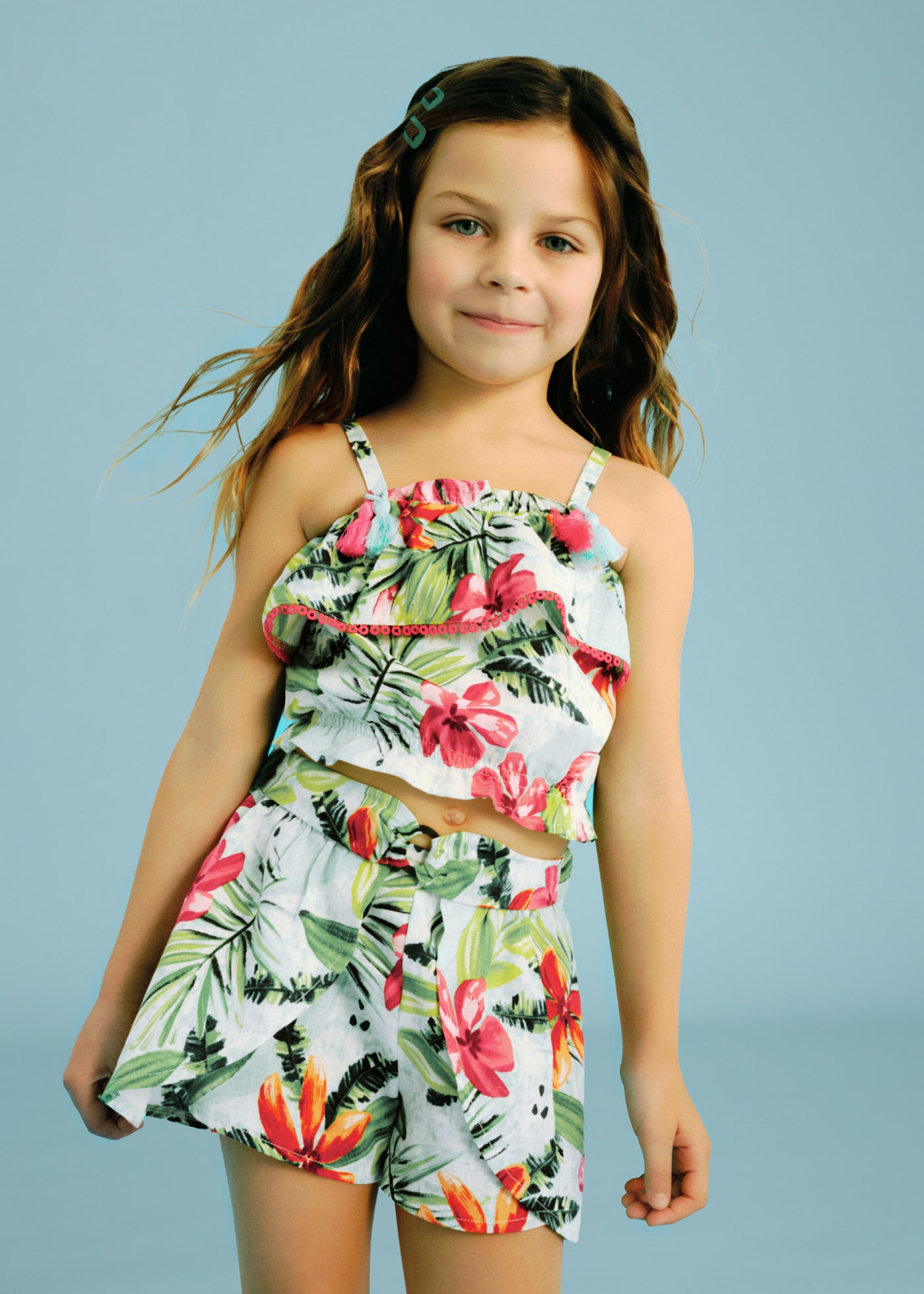 Gonna pantalone tropical bambina