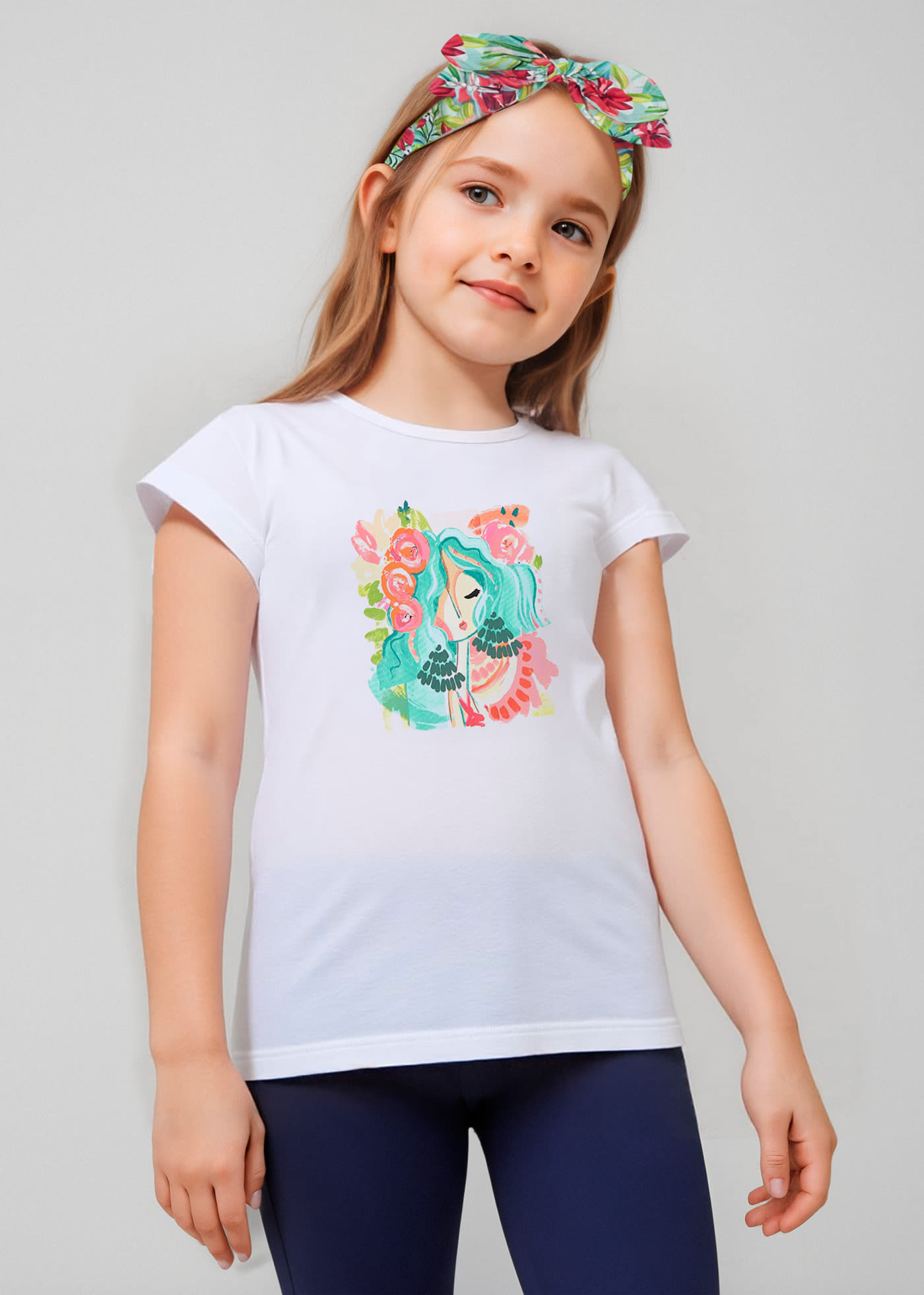 Tricou cu bentita imprimata fetita