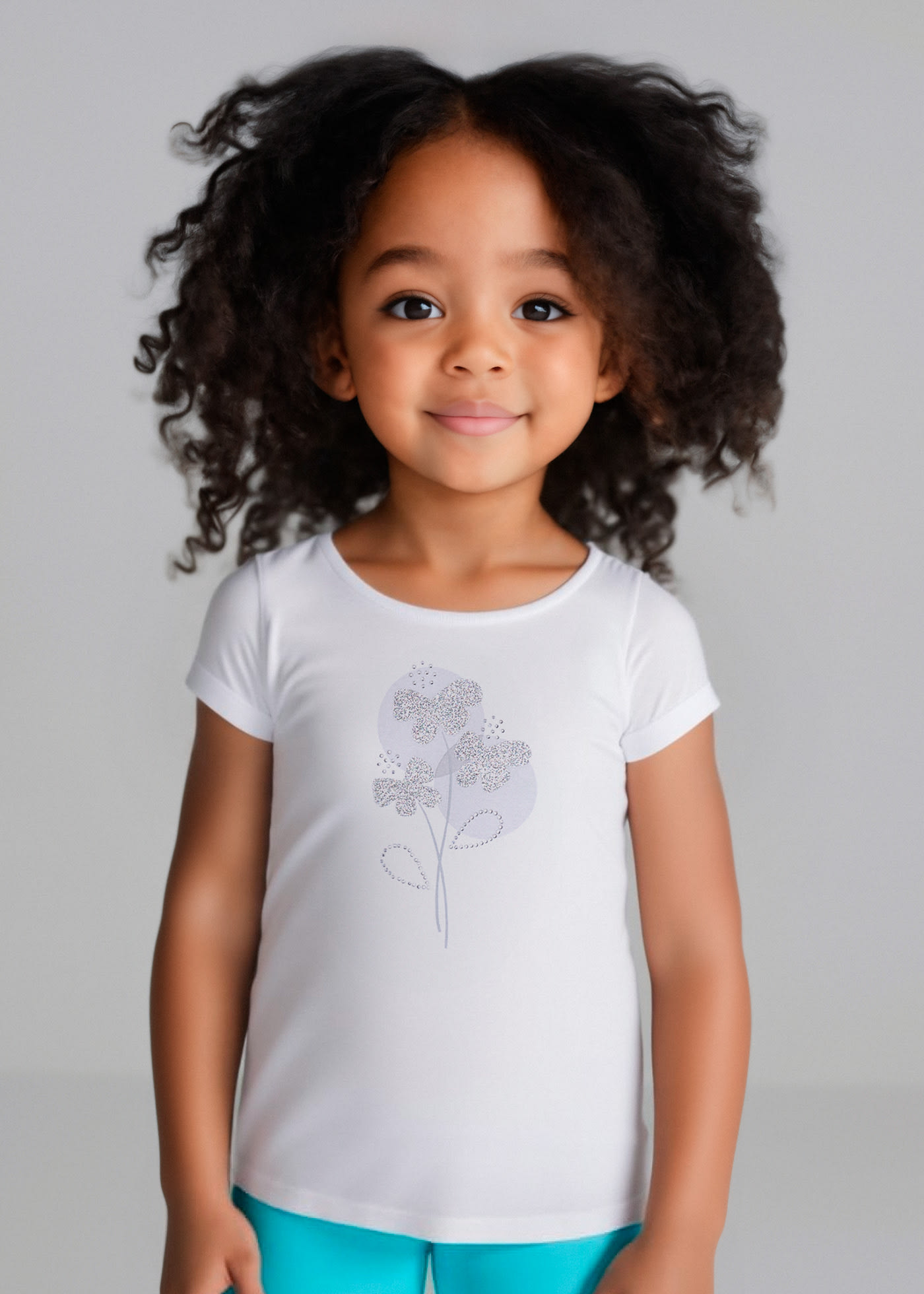 Tricou basic cu flori fata