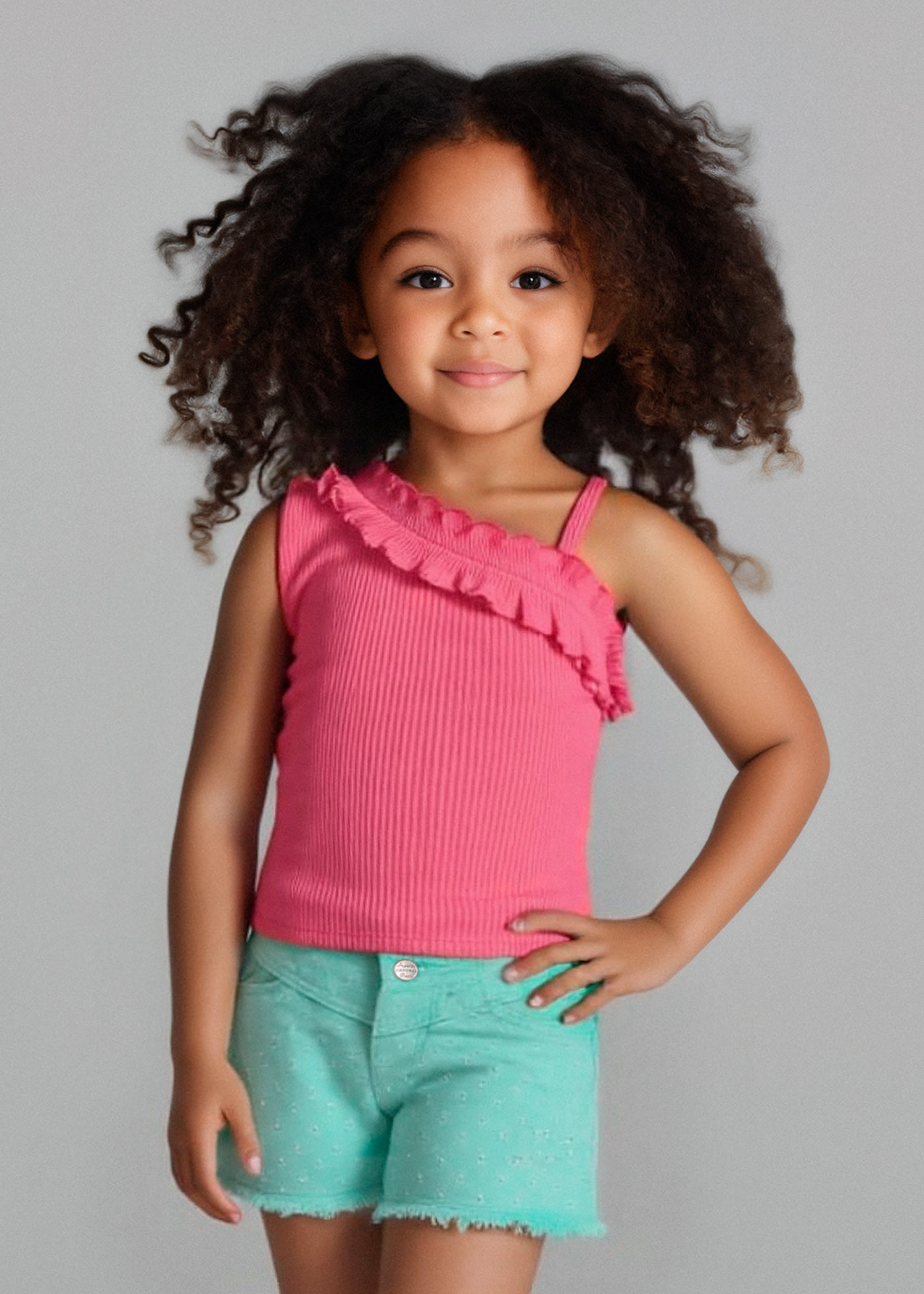 Pantaloncino orlo sfrangiato bambina