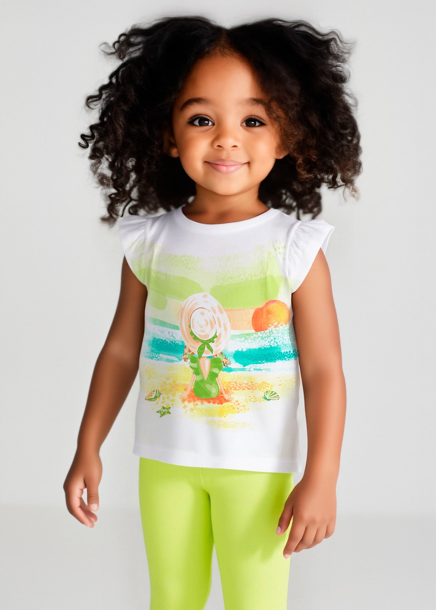 Completo leggings a tre quarti e maglietta tramonto bambina