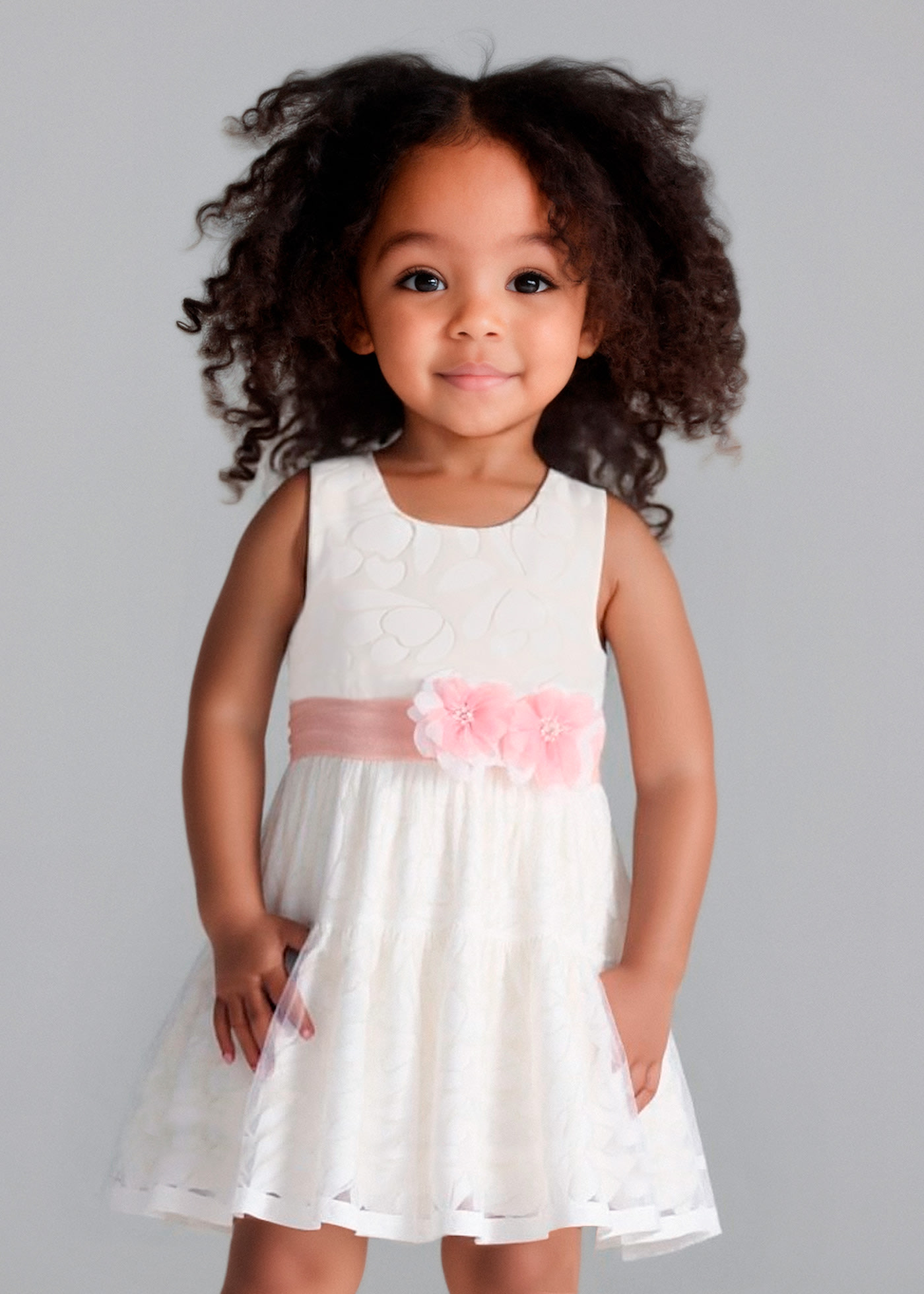 Girl Floral Sash Devore Dress