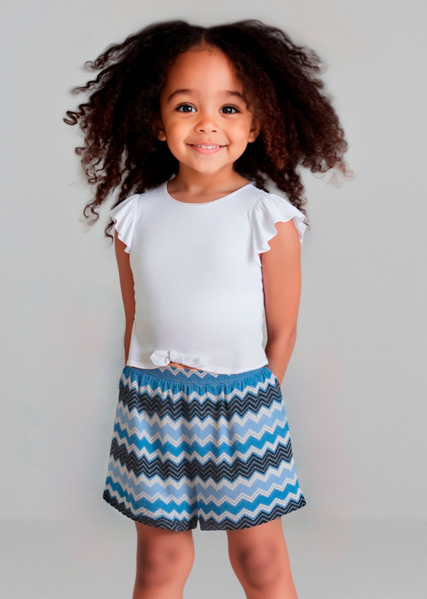 Conjunto pantalón corto zigzag y camiseta niña