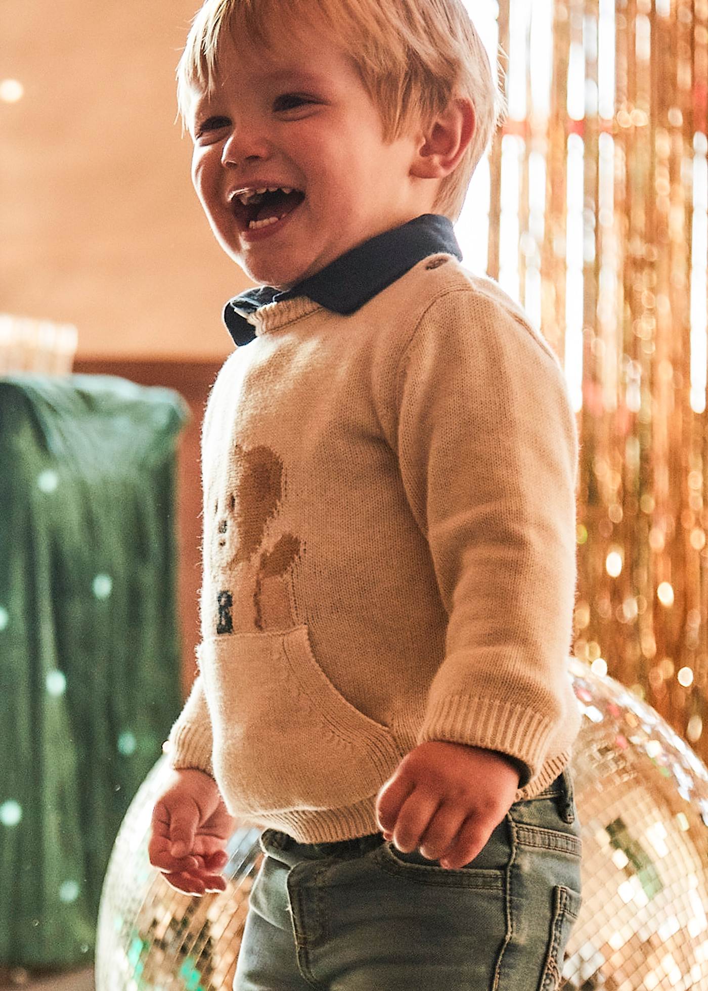 Baby Sweater with Bear Pocket