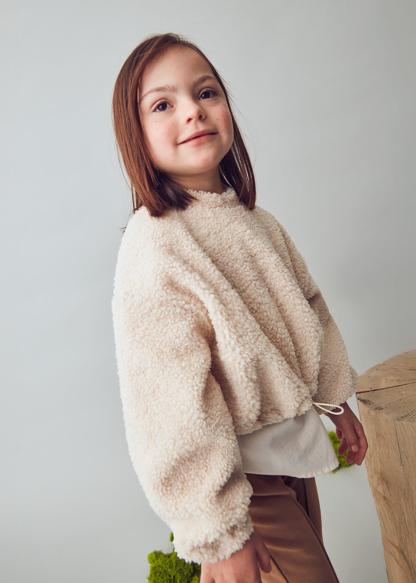 Sudadera borrego combinada niña