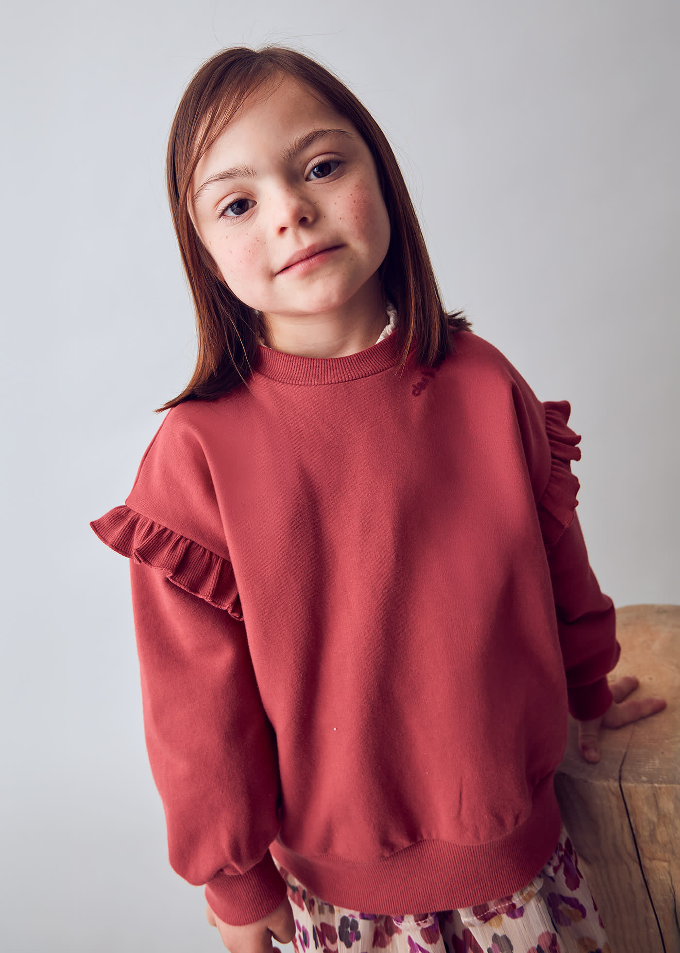 Sudadera volante mangas niña