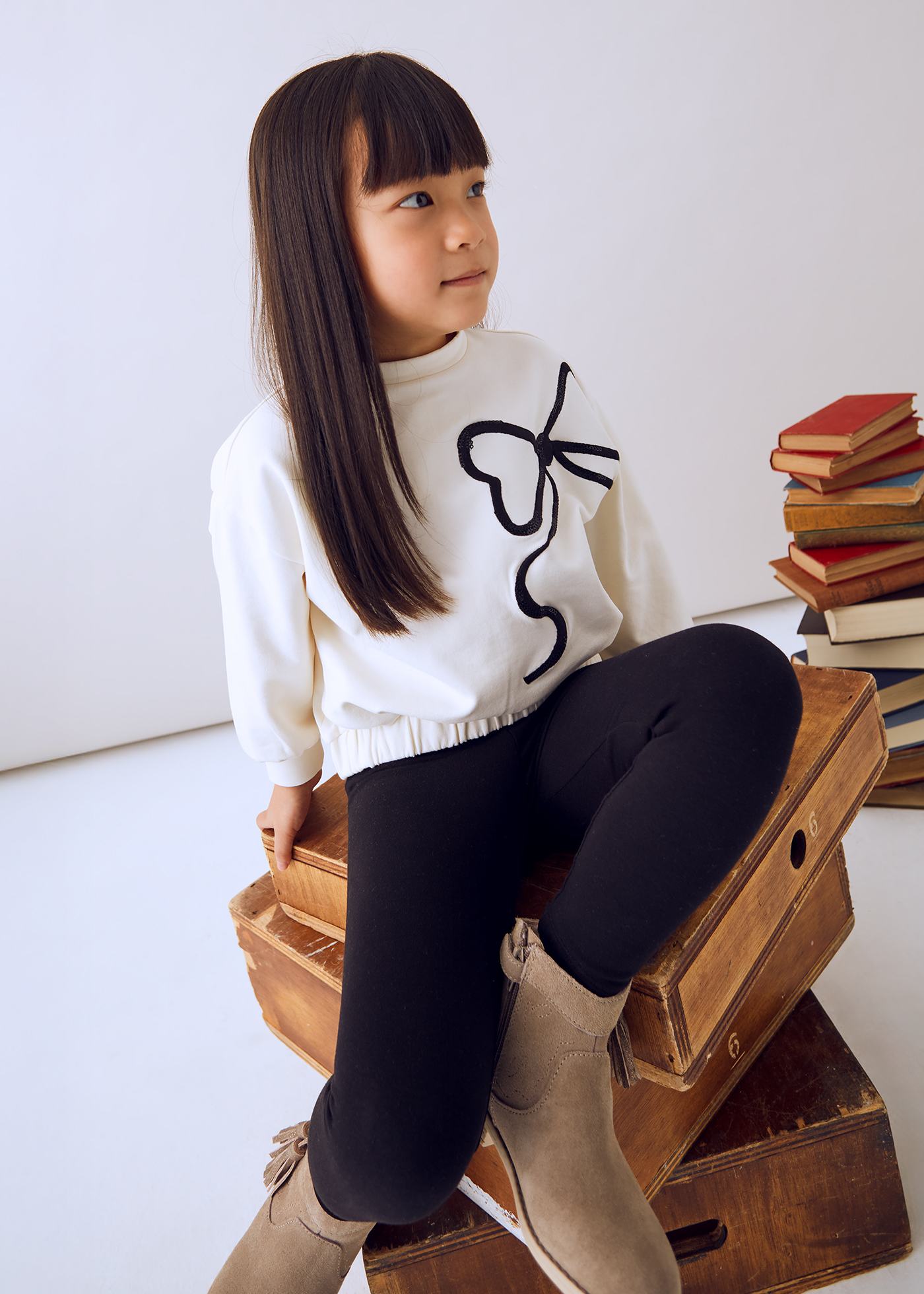 Completo leggings e felpa fiocco bambina