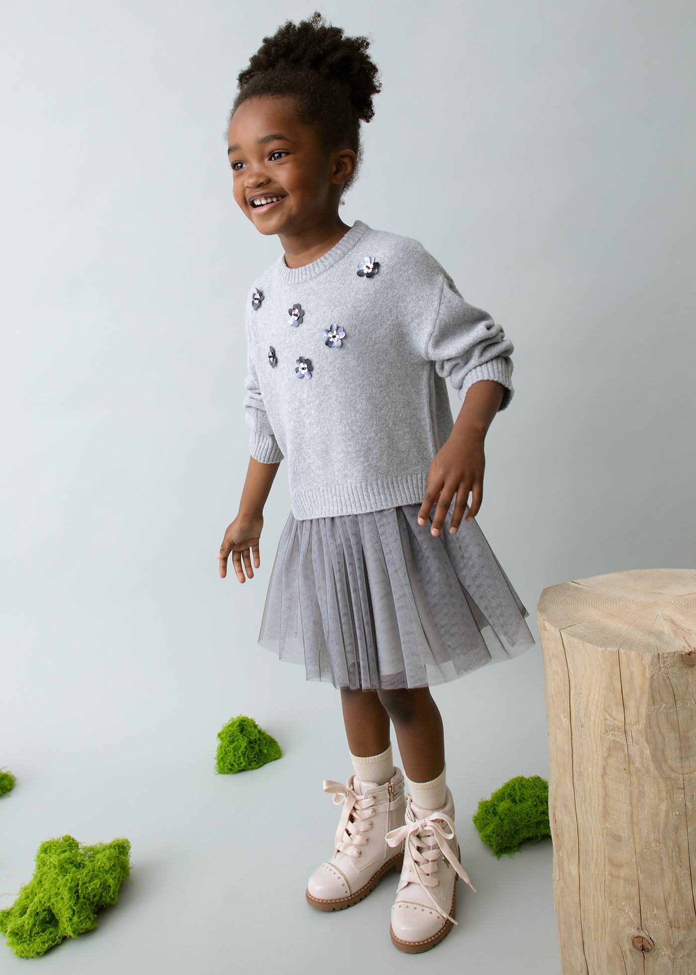 Girls combined knitted dress