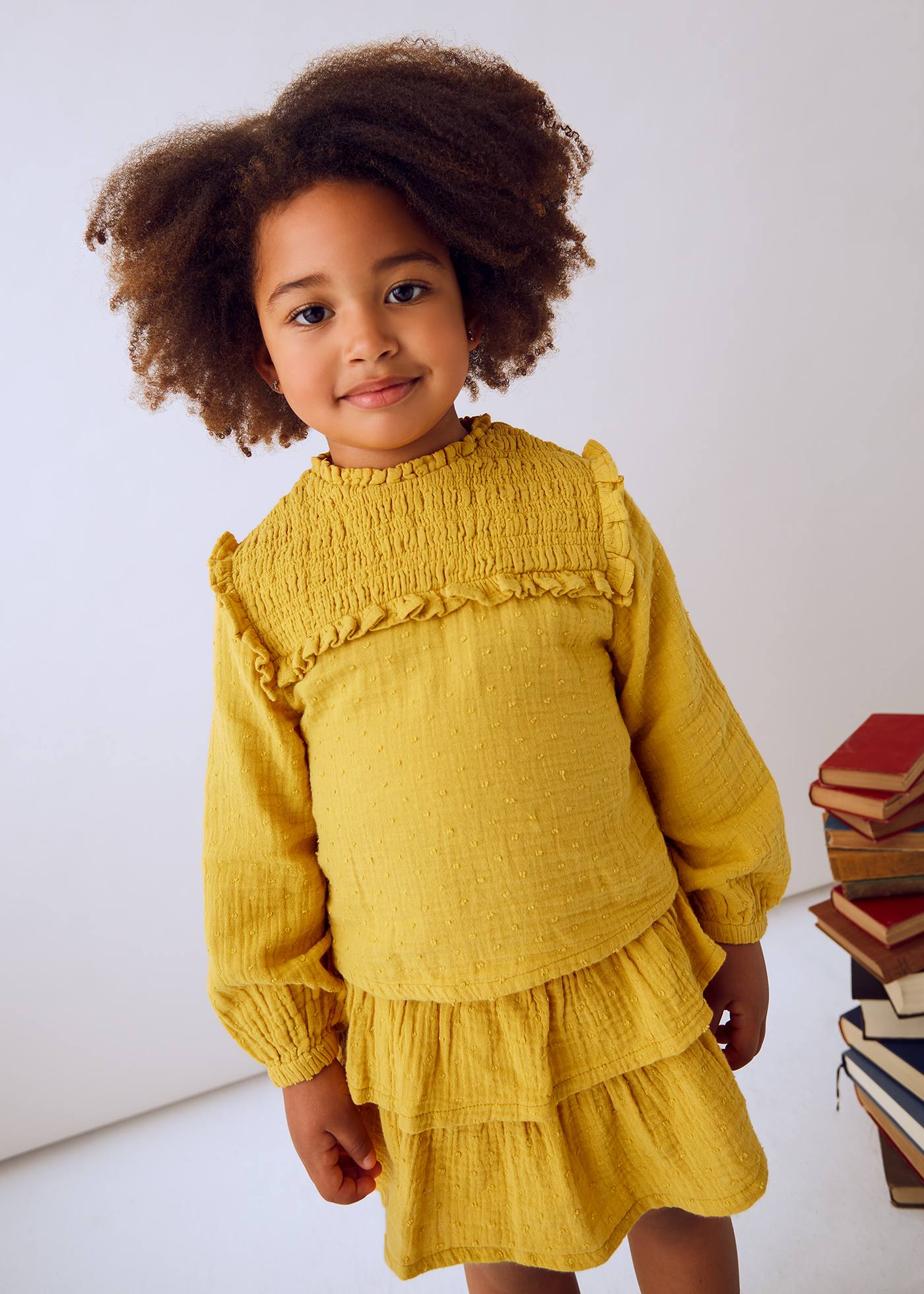 Girls ruffled skirt and blouse set