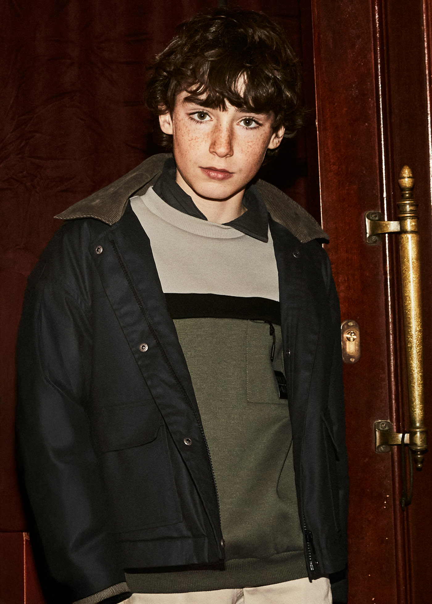 Girls hooded waxed jacket
