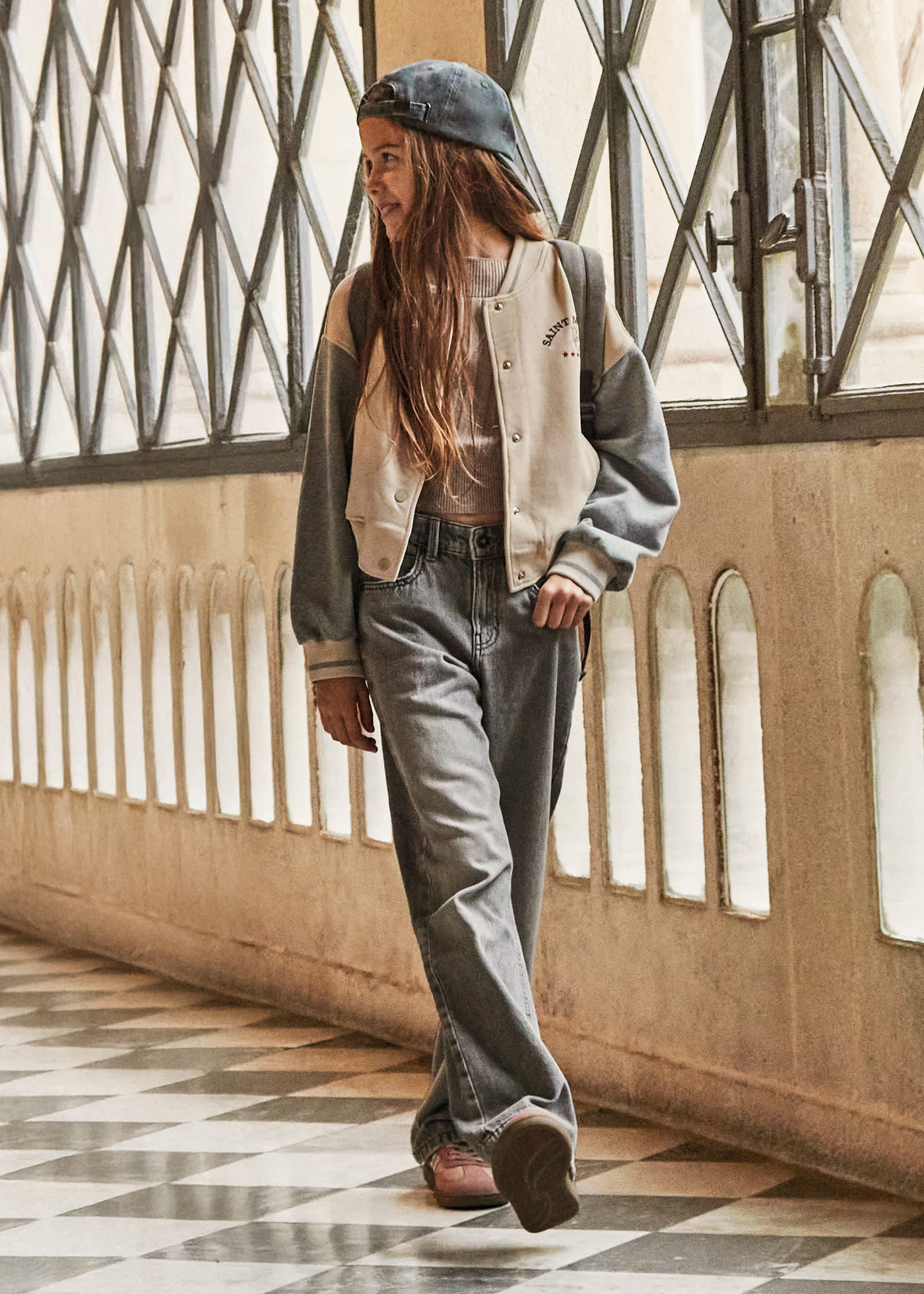 Pantalon large en denim fille