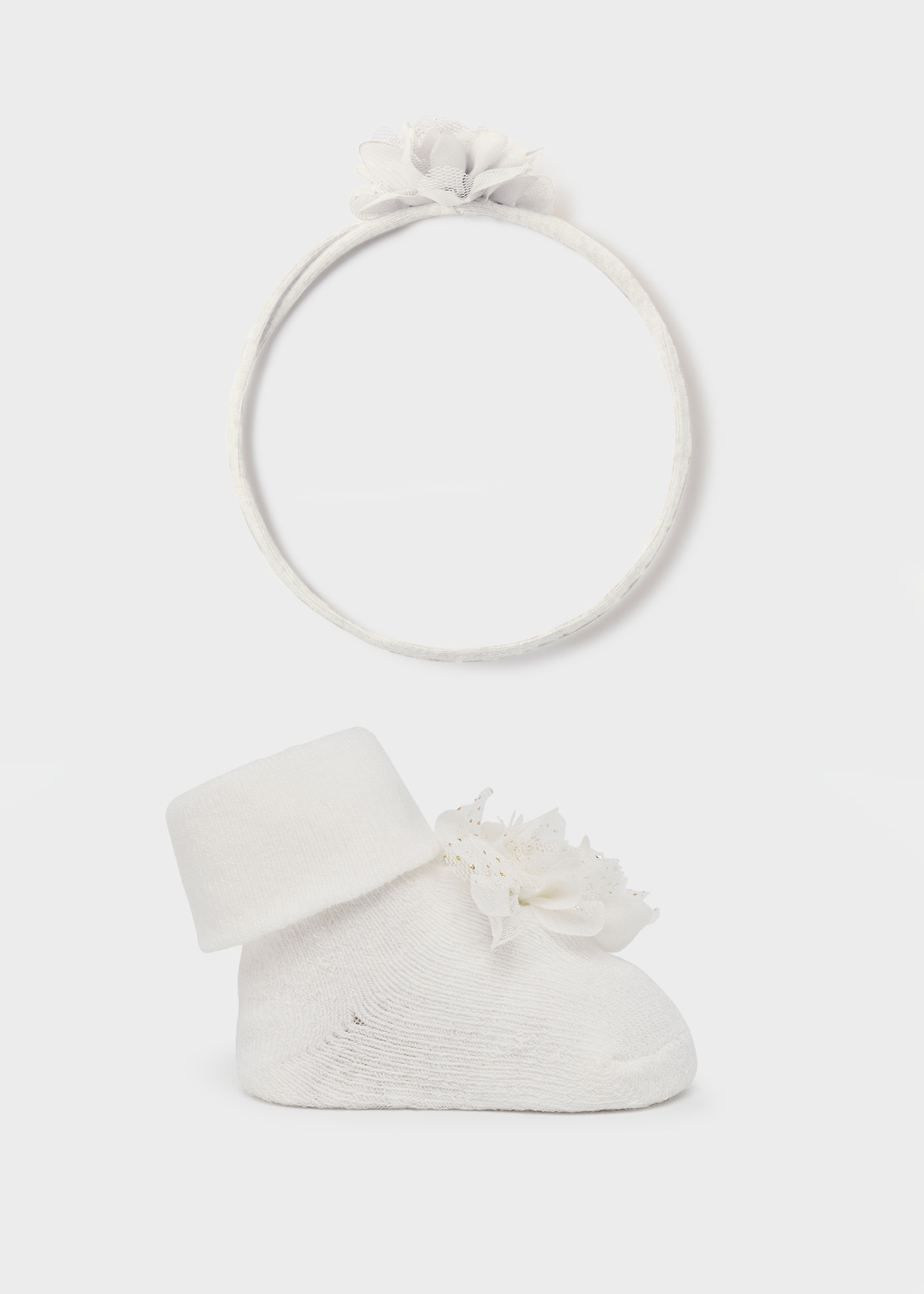 Pack fita e meias flor recém nascida