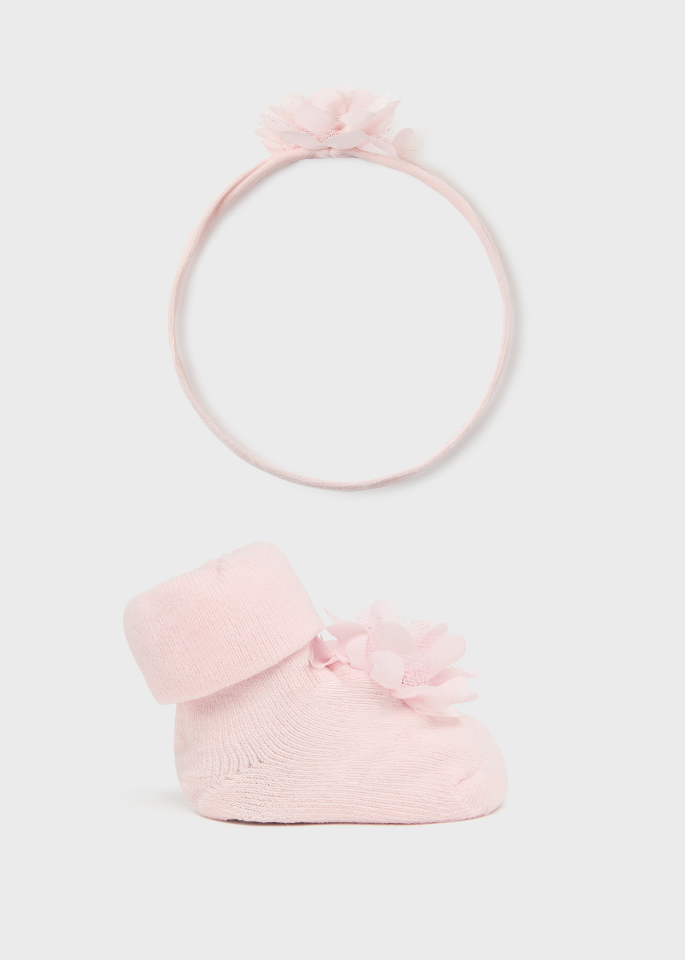 Сет диадема и чорапи с цвете за новородено момиче