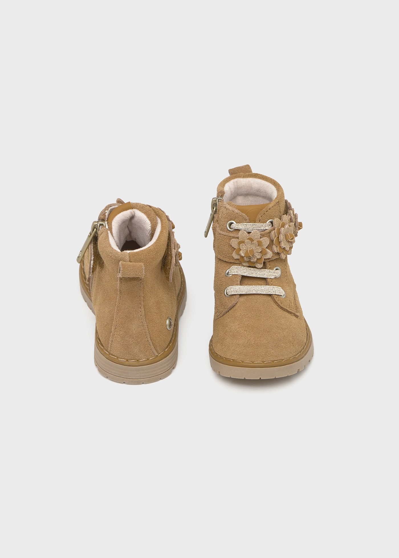 Stivaletti crosta di pelle fiori neonata