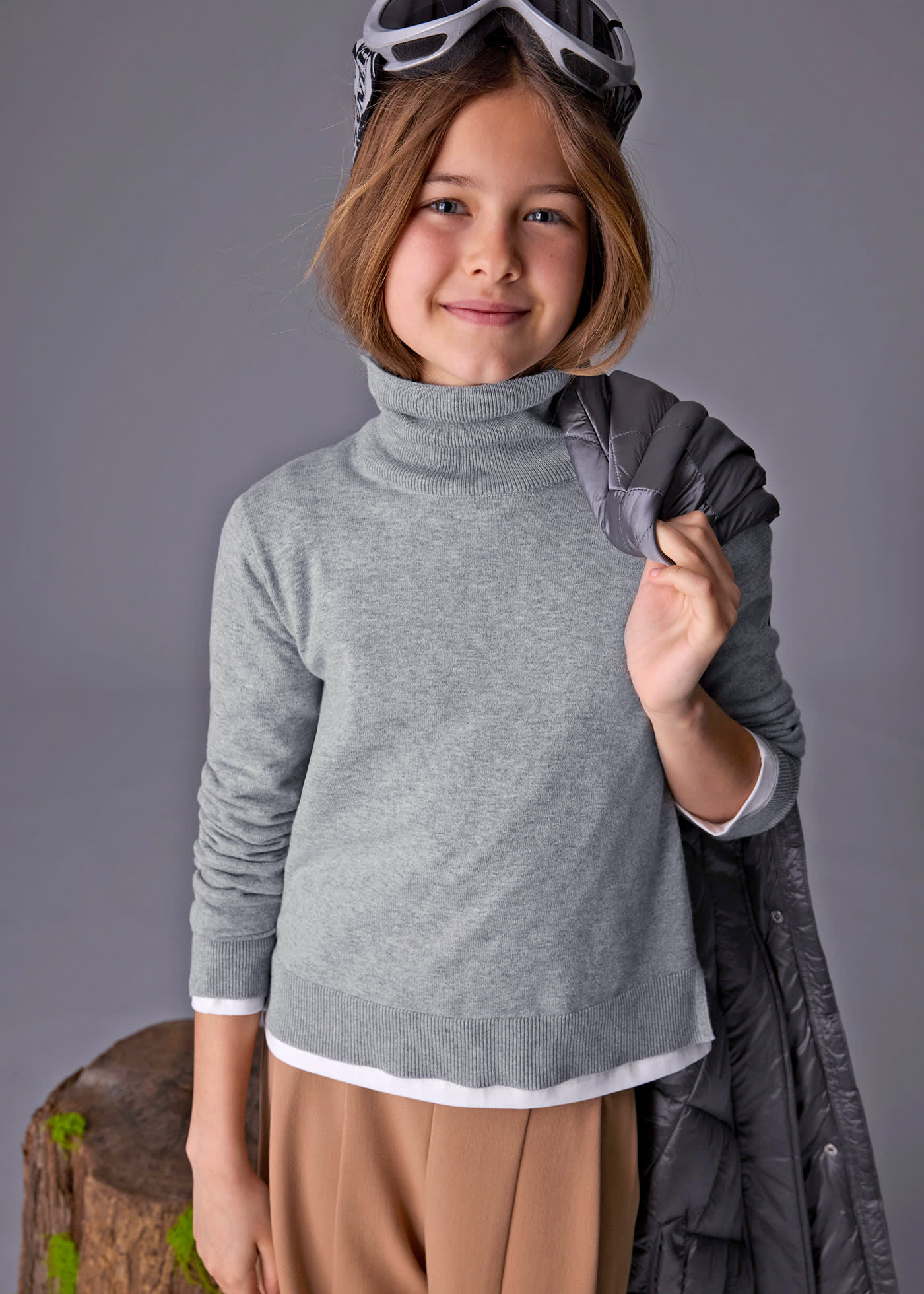 Pull col cheminée basique fille