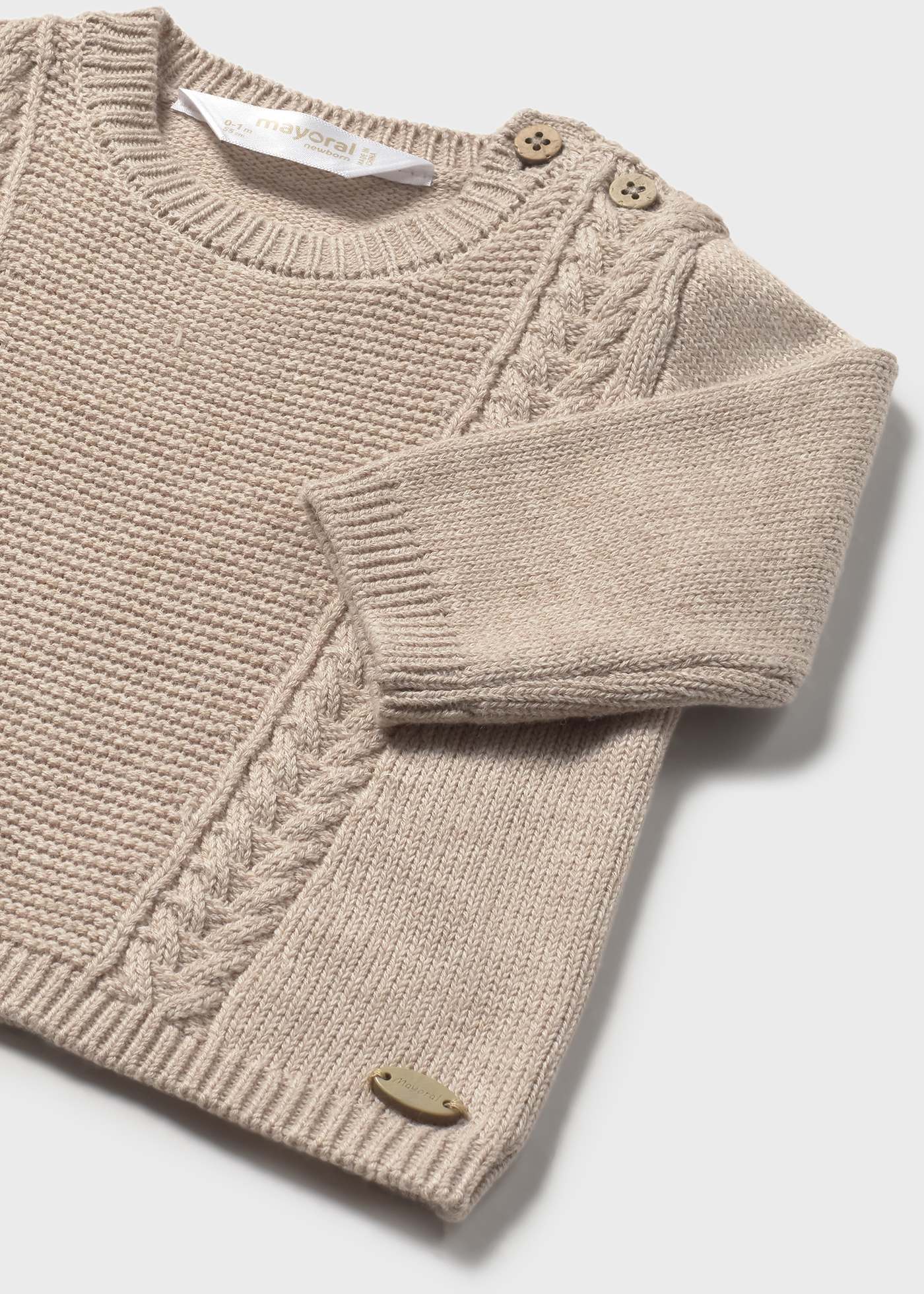 Newborn Boy Soft Knit Sweater Dune heather | Mayoral ®