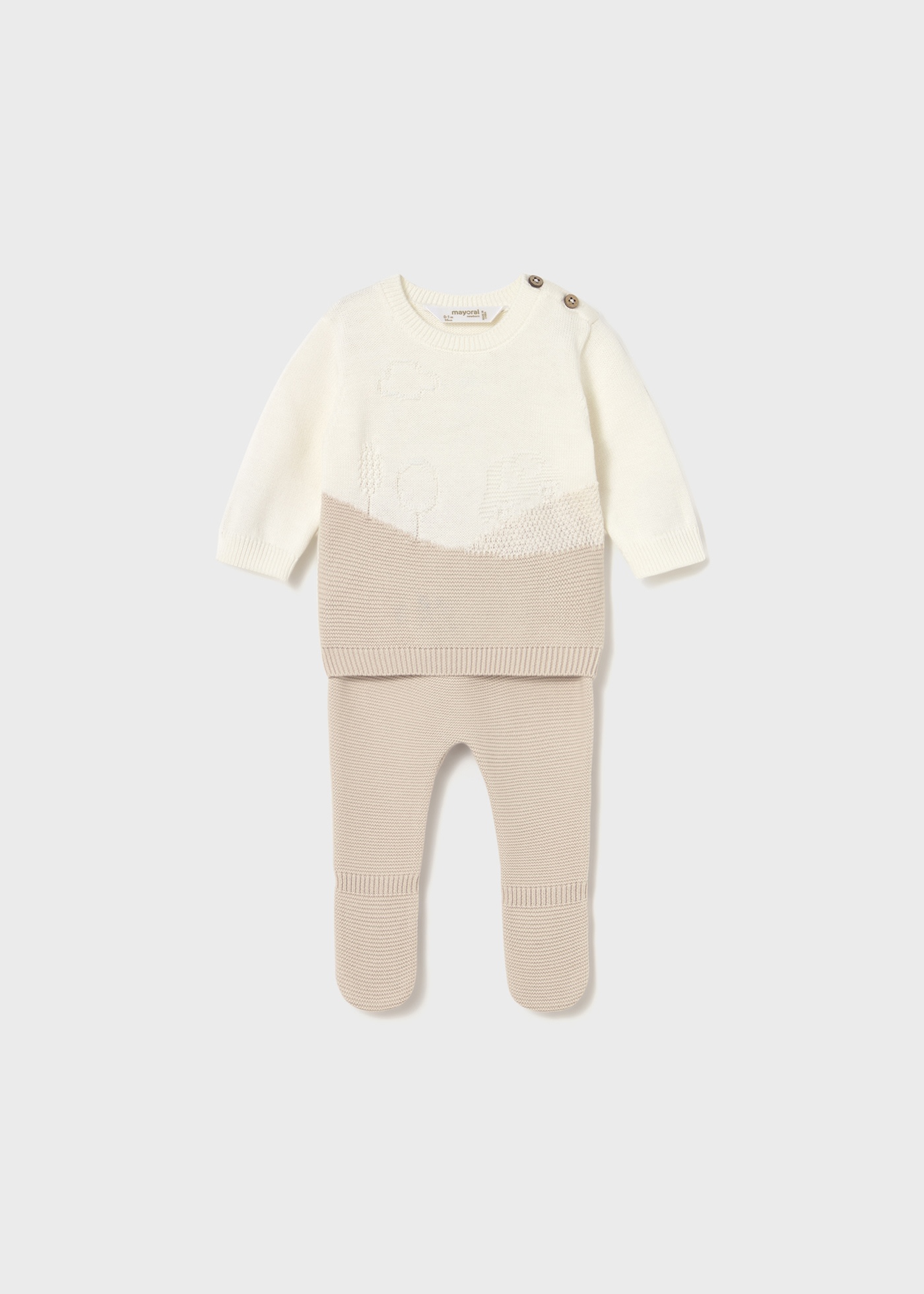 Newborn knitted jumper and footed trouser set