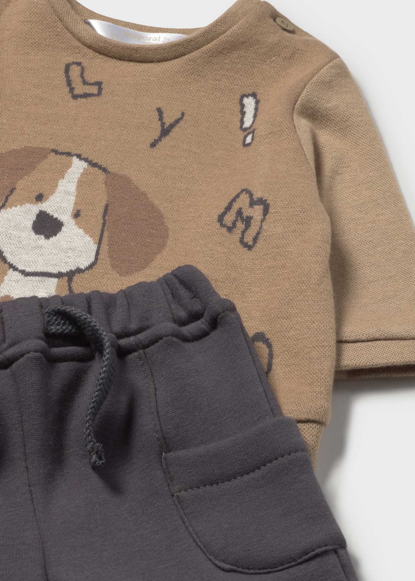 Conjunto pantalón y sudadera perrito recién nacido