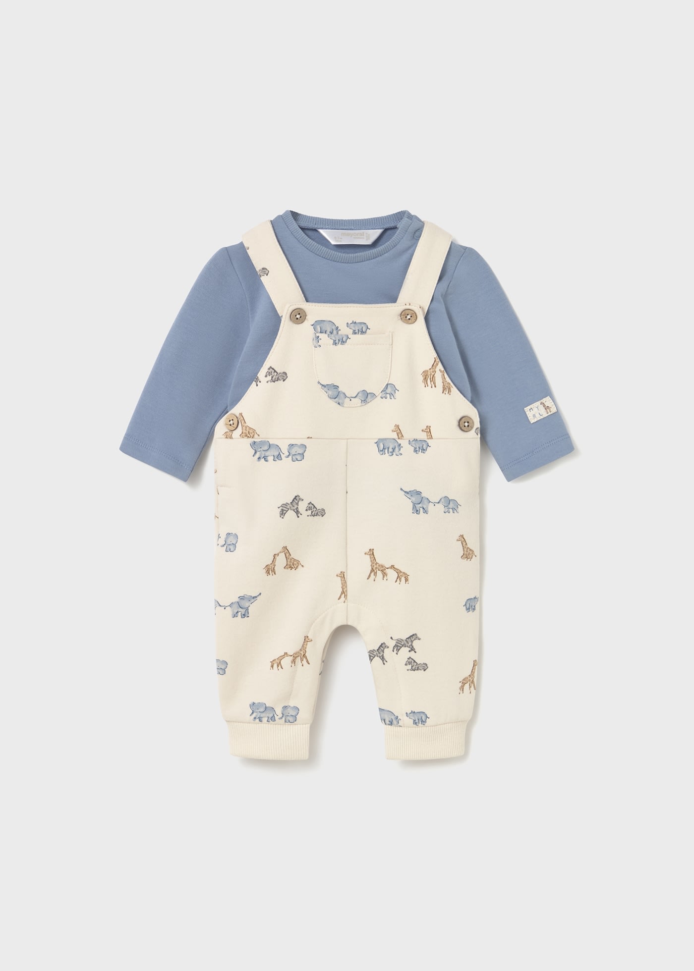 Newborn print dungaree set