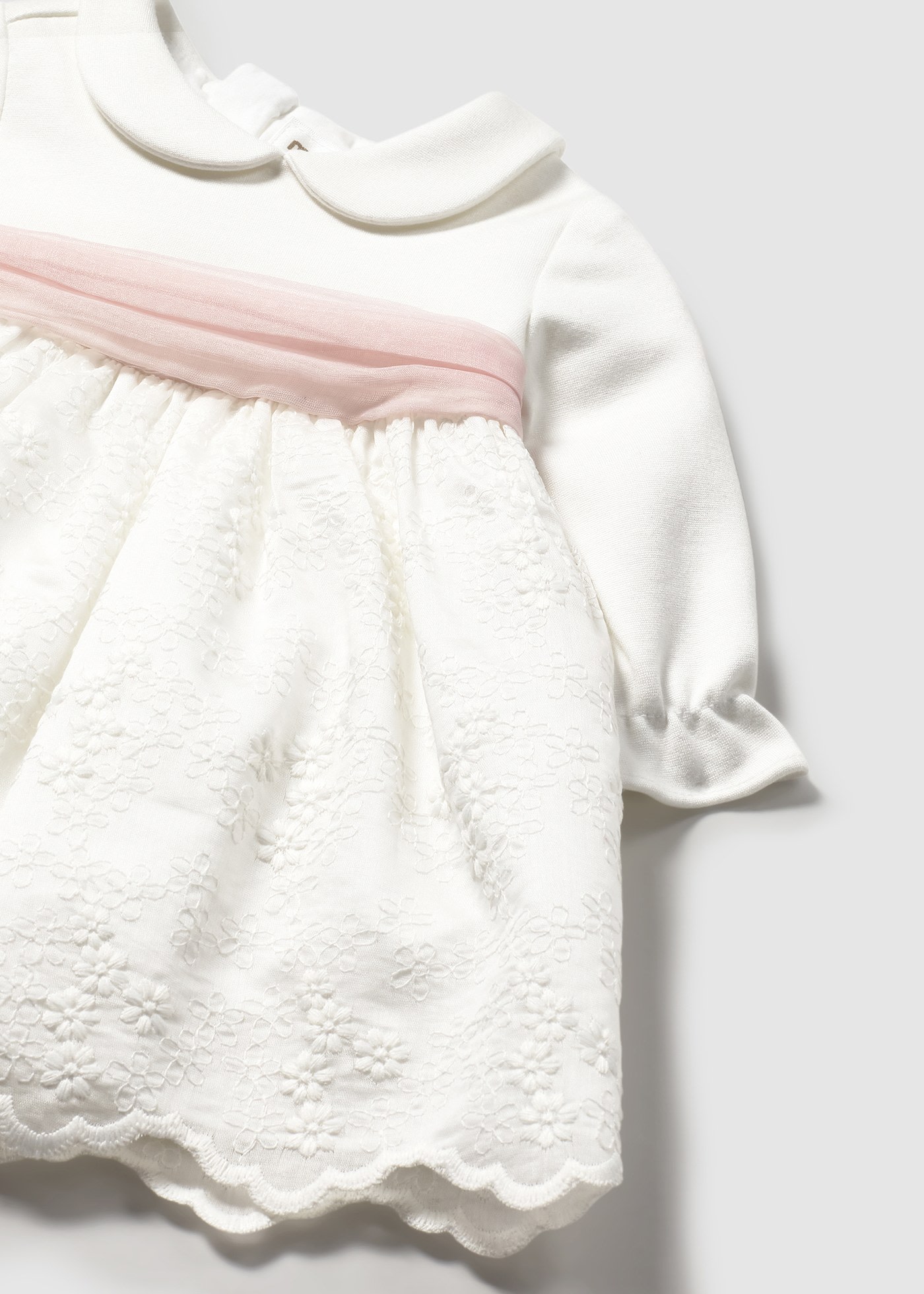Vestido combinado bordado recién nacida