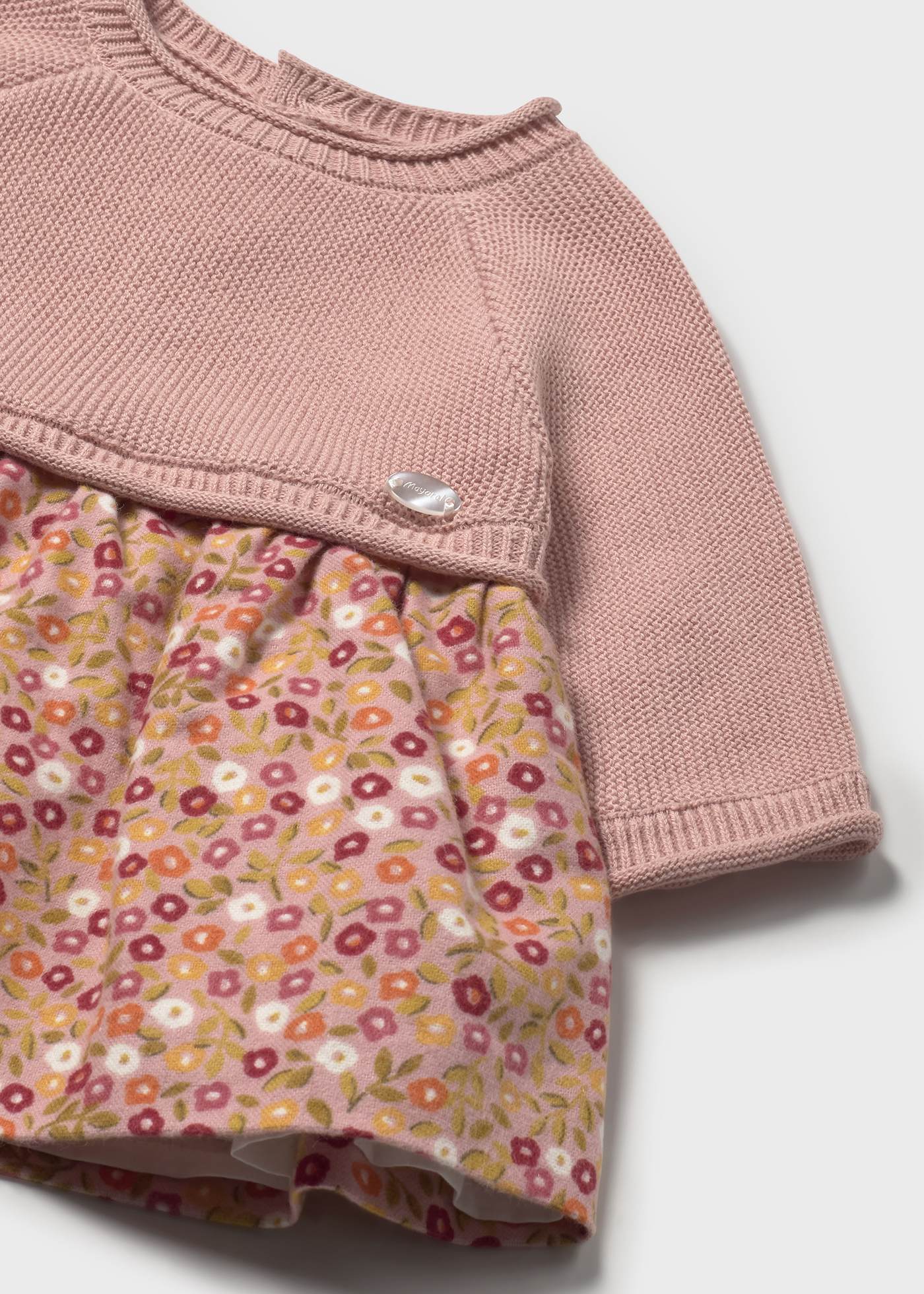 Newborn combined knit and flower dress