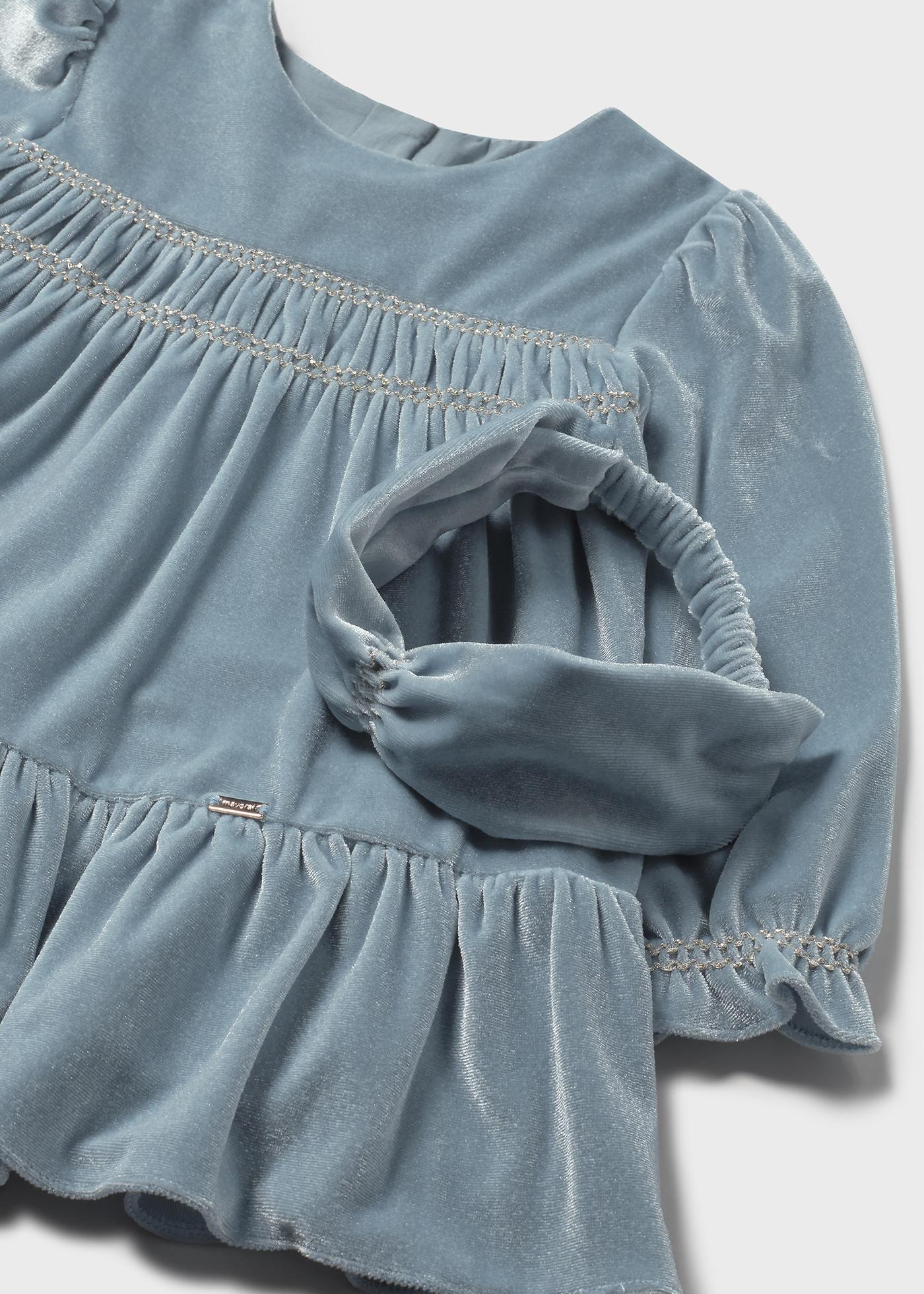 Vestido terciopelo con diadema bebé