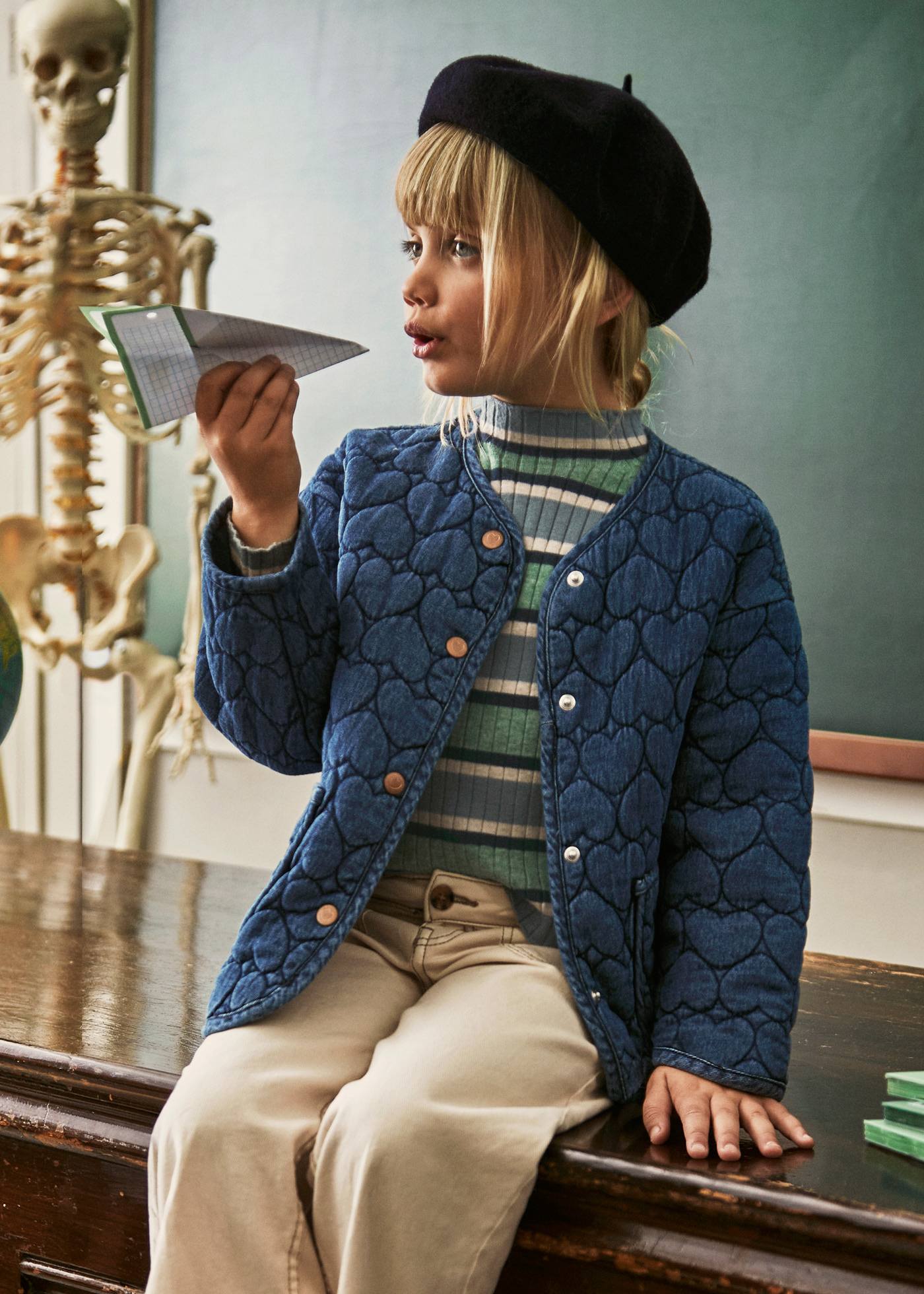Girl Heart Printed Denim Jacket