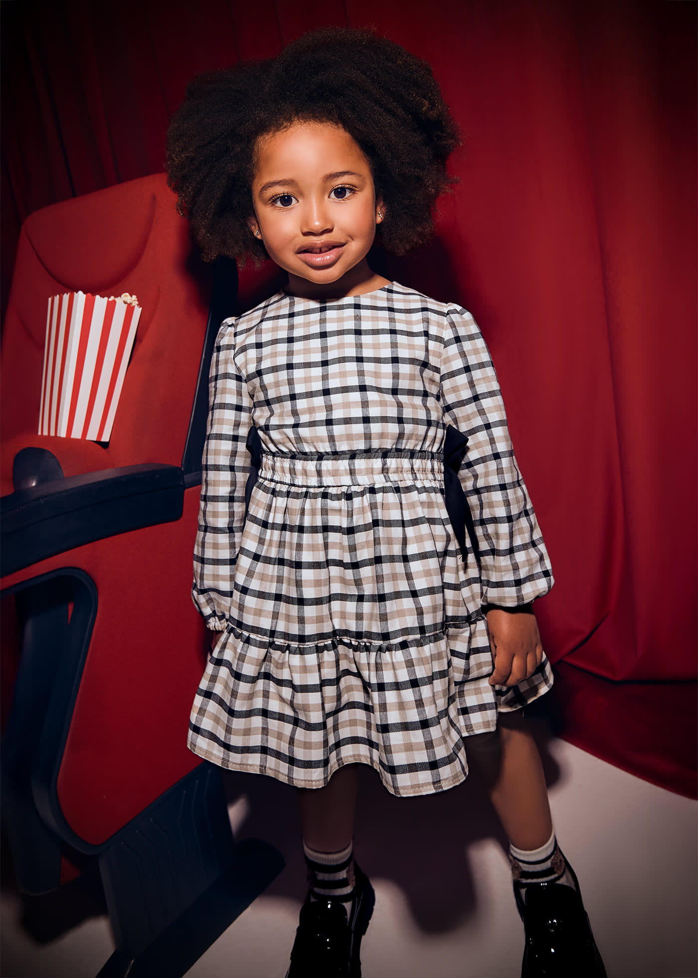 Girls check bow dress
