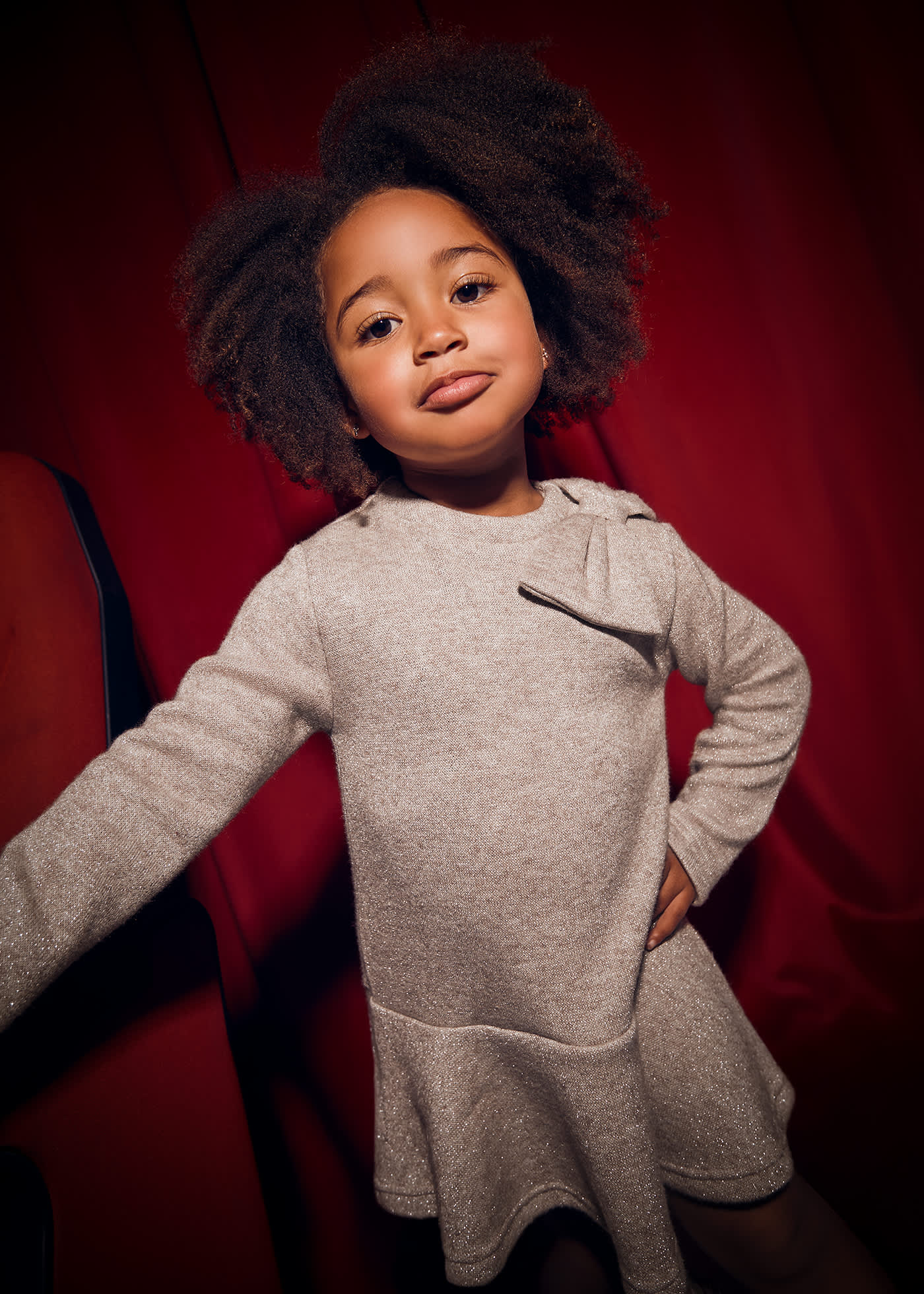 Robe en tricot à nœuds fille