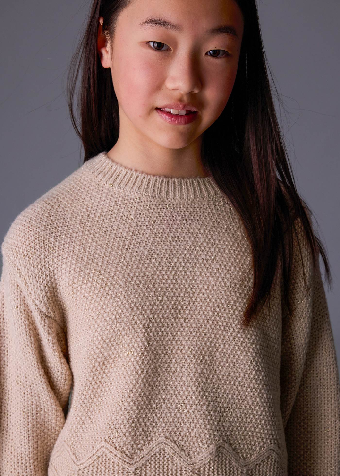 Girl Metallic Knit Sweater
