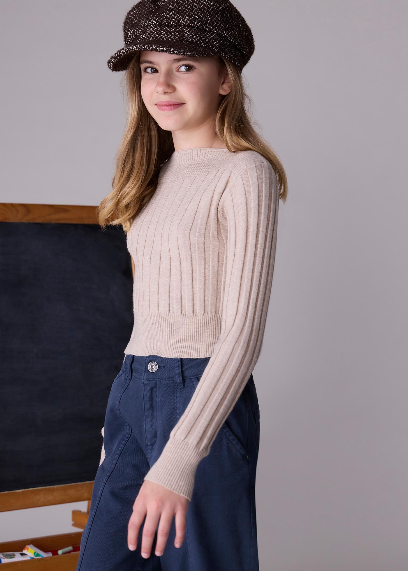 Girls detailed rib knit jumper