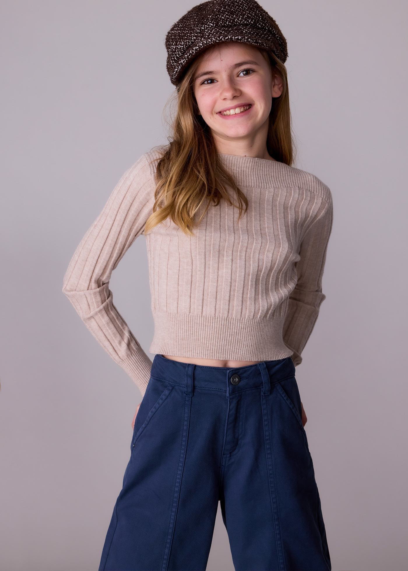 Girls detailed rib knit jumper