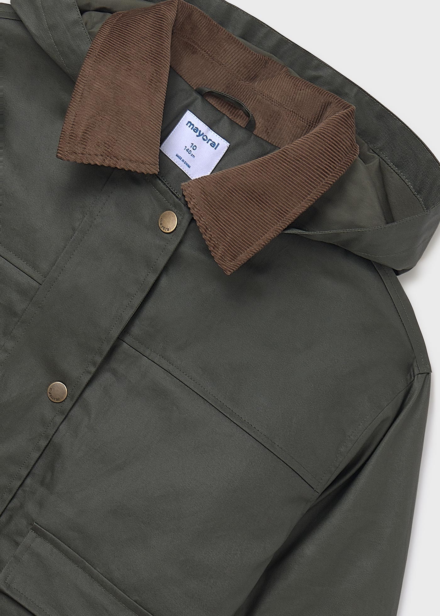 Girls hooded waxed jacket