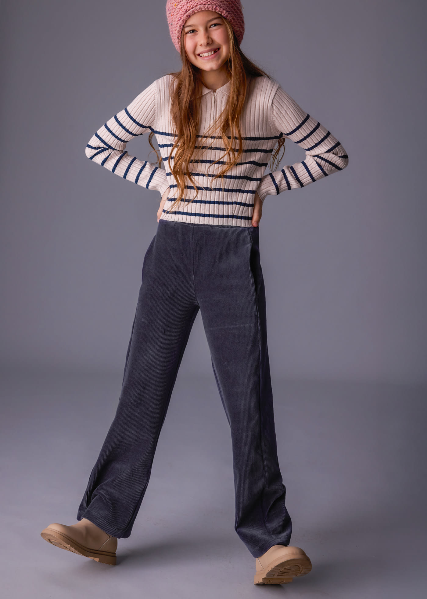 Girls corduroy knitted trousers