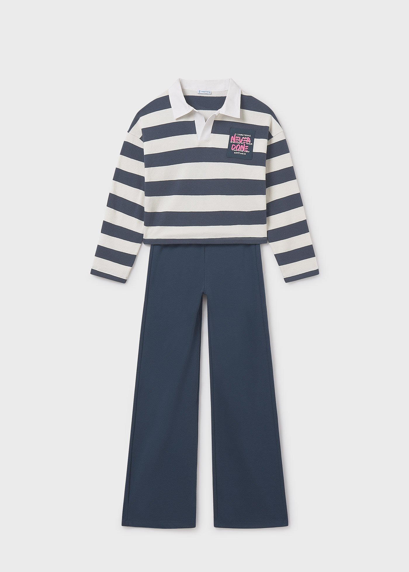 Girls trouser and striped polo set