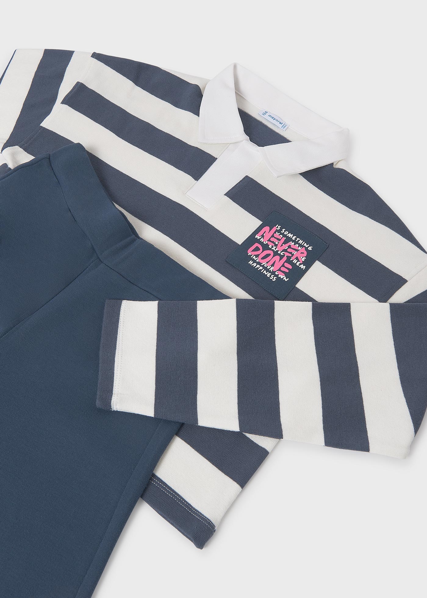 Girls trouser and striped polo set