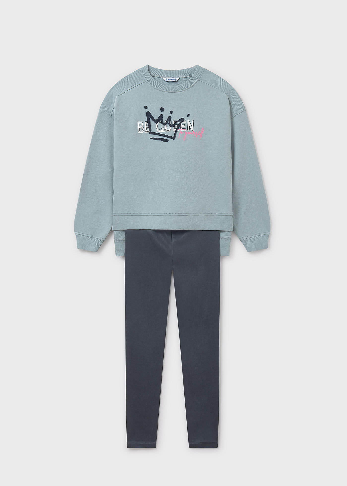 Girls legging and embossed jumper set