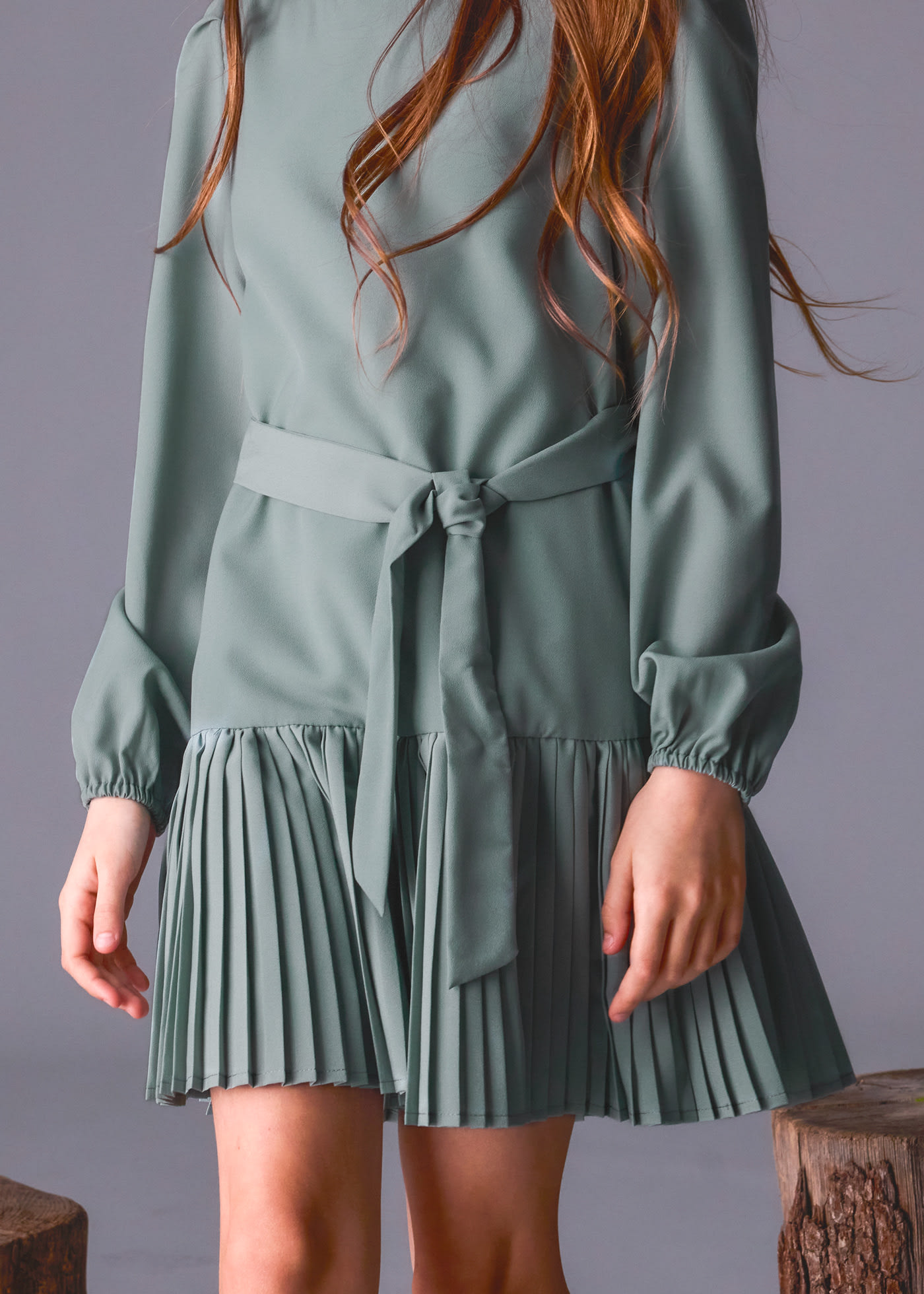Vestido plissado crepe rapariga