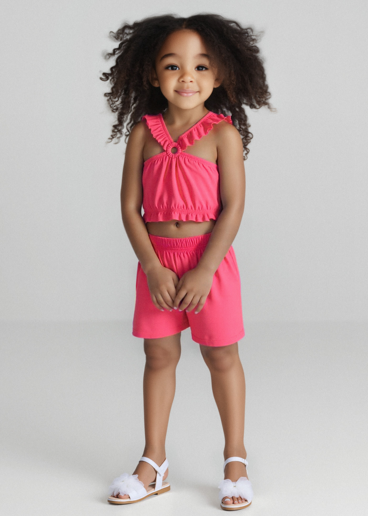 Conjunto pantalón corto y top arandela niña