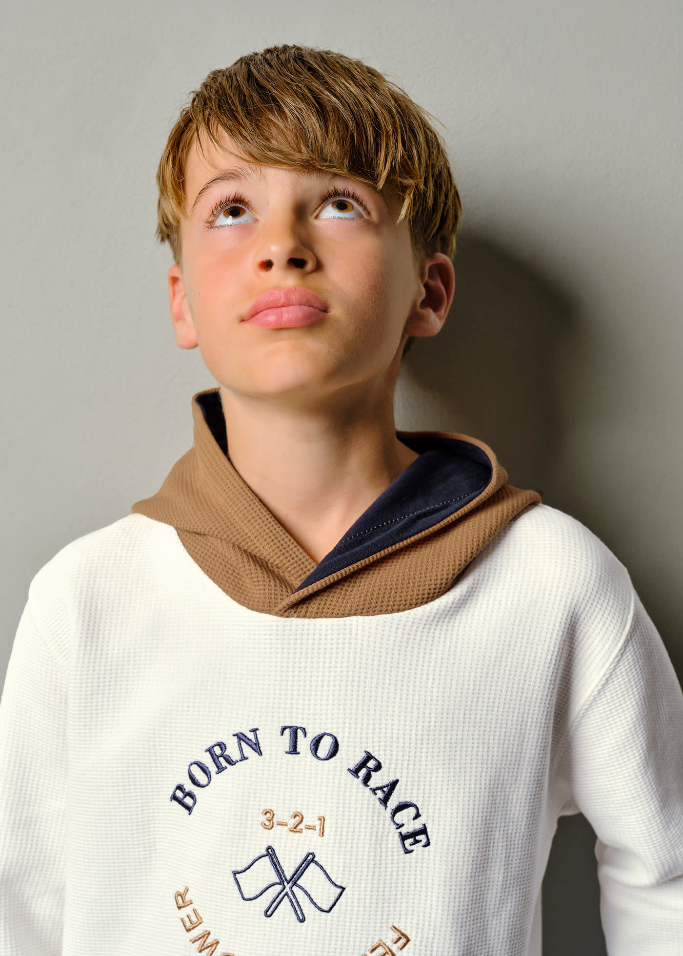 Boy embroidered structured hoodie