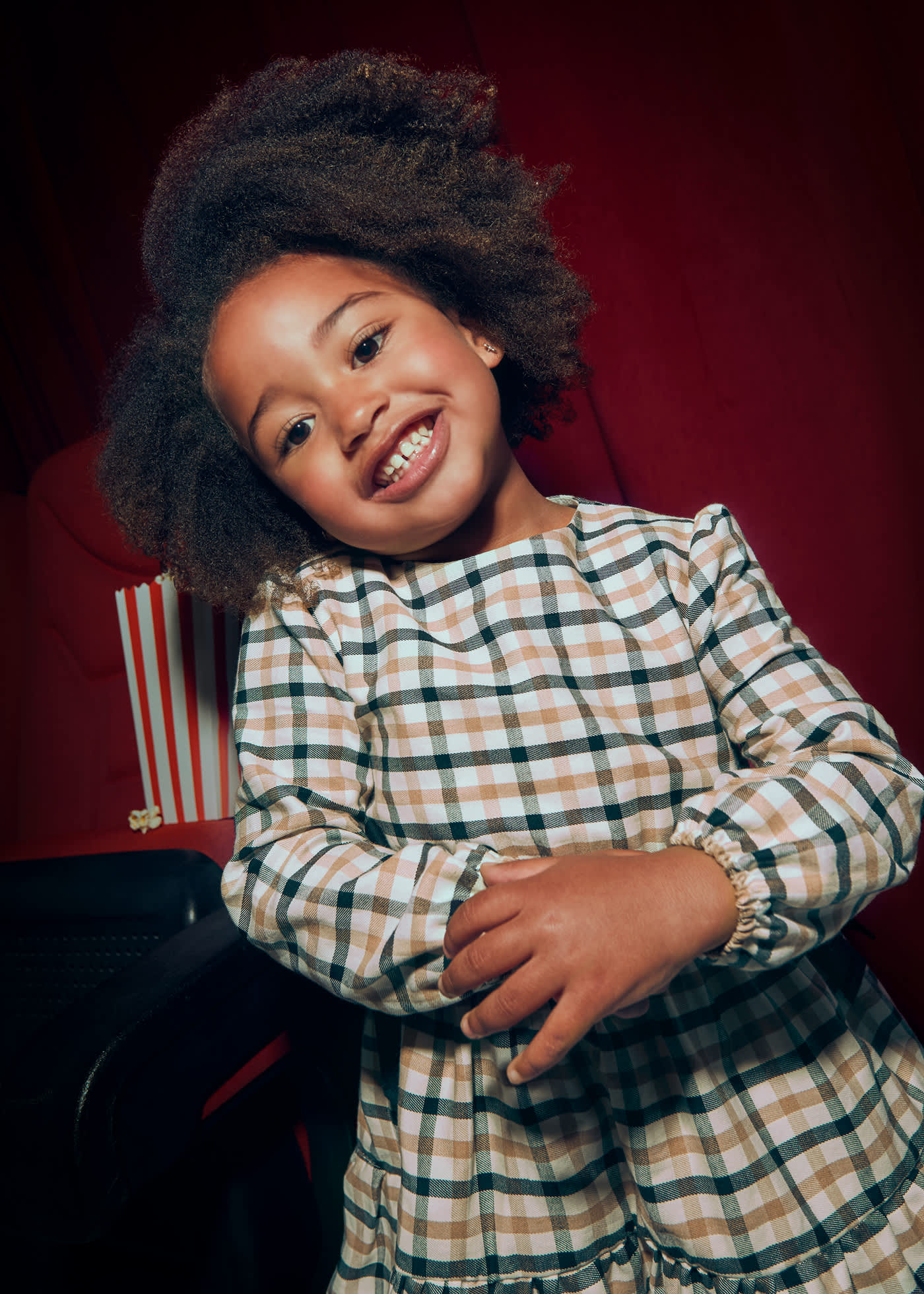 Girls check bow dress