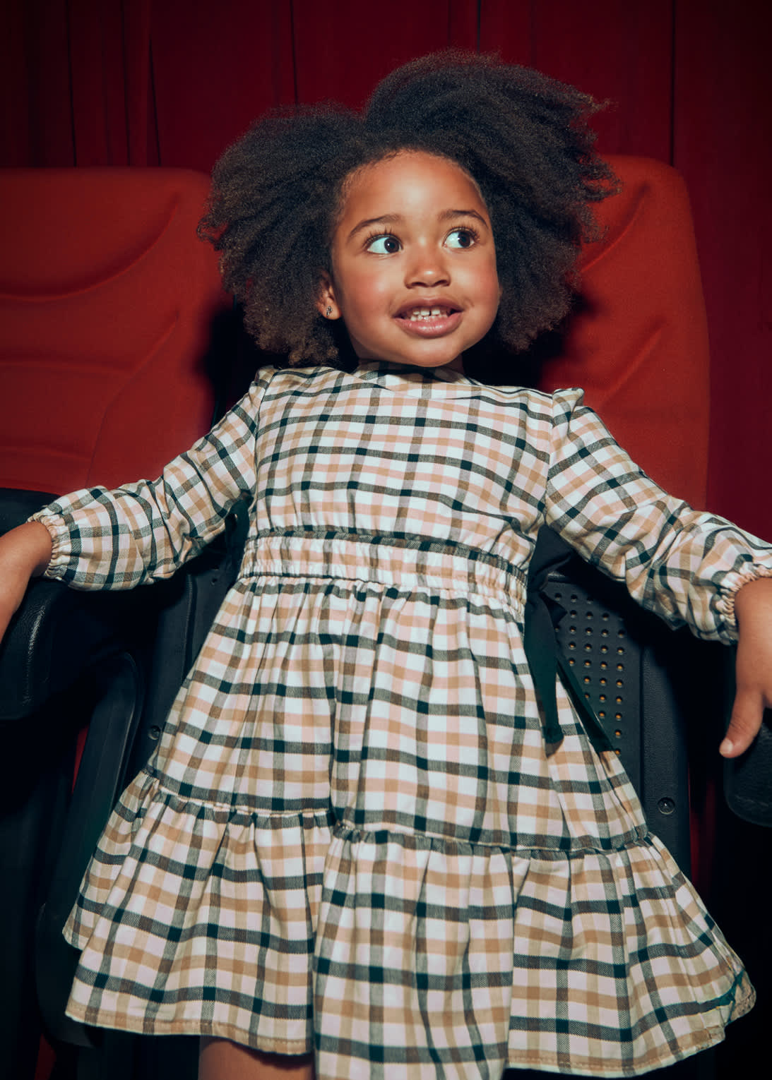 Girls check bow dress