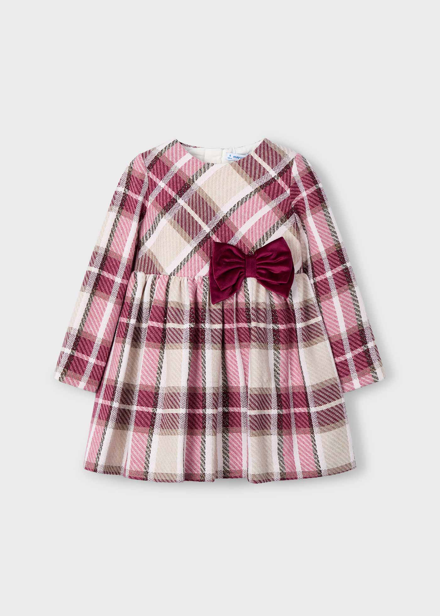 Girls check velvet dress
