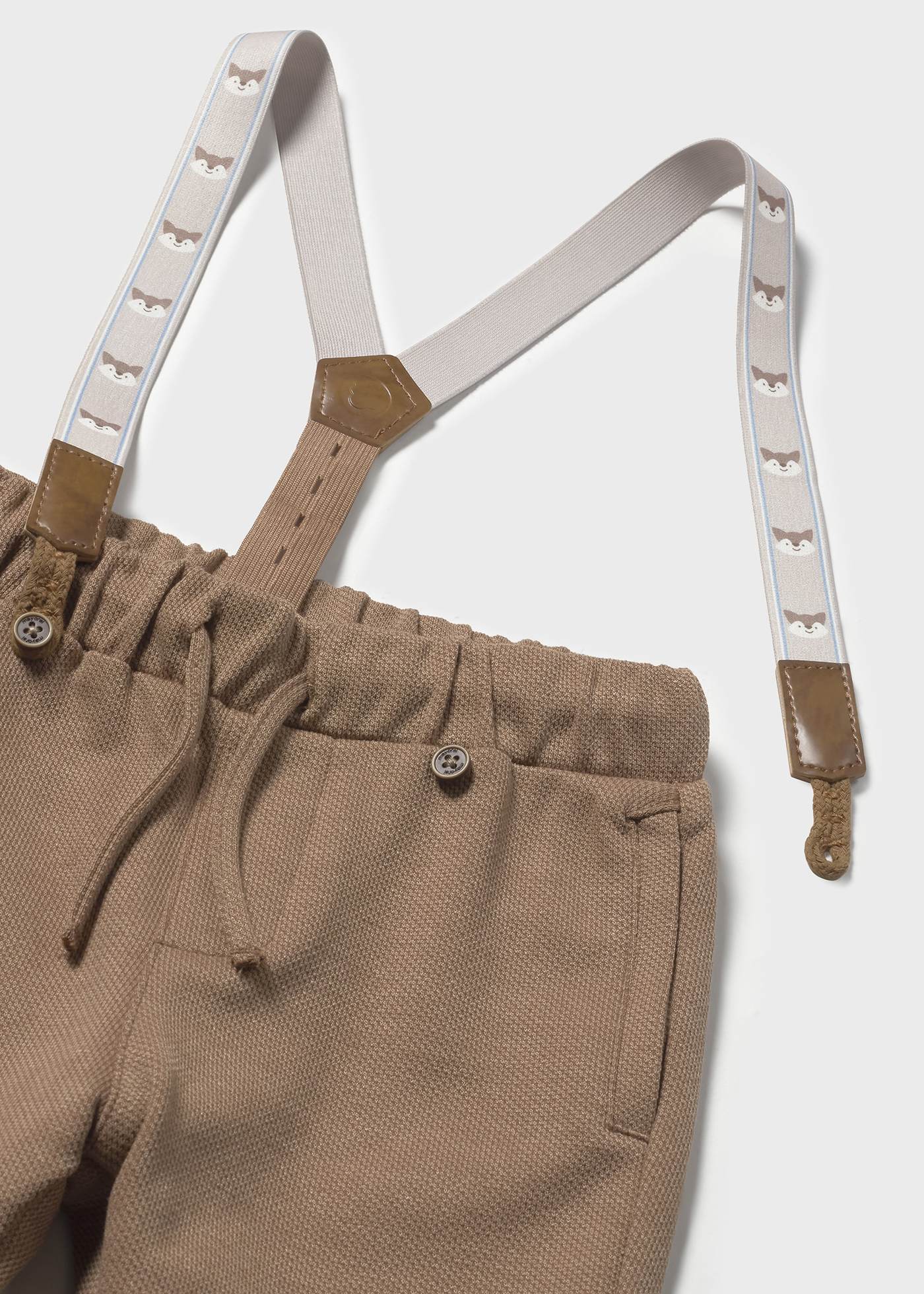 Baby long cotton trousers with braces